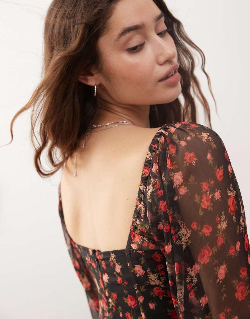 Miss Selfridge Chiffon Corset Detail Playsuit in Brown Lyst UK