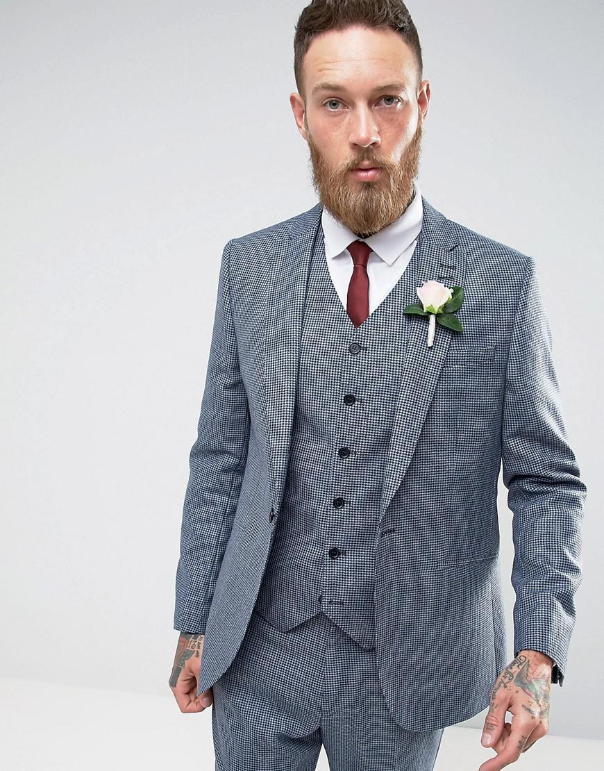 ASOS Asos Wedding Slim Suit Jacket In 100% Wool Blue ...
