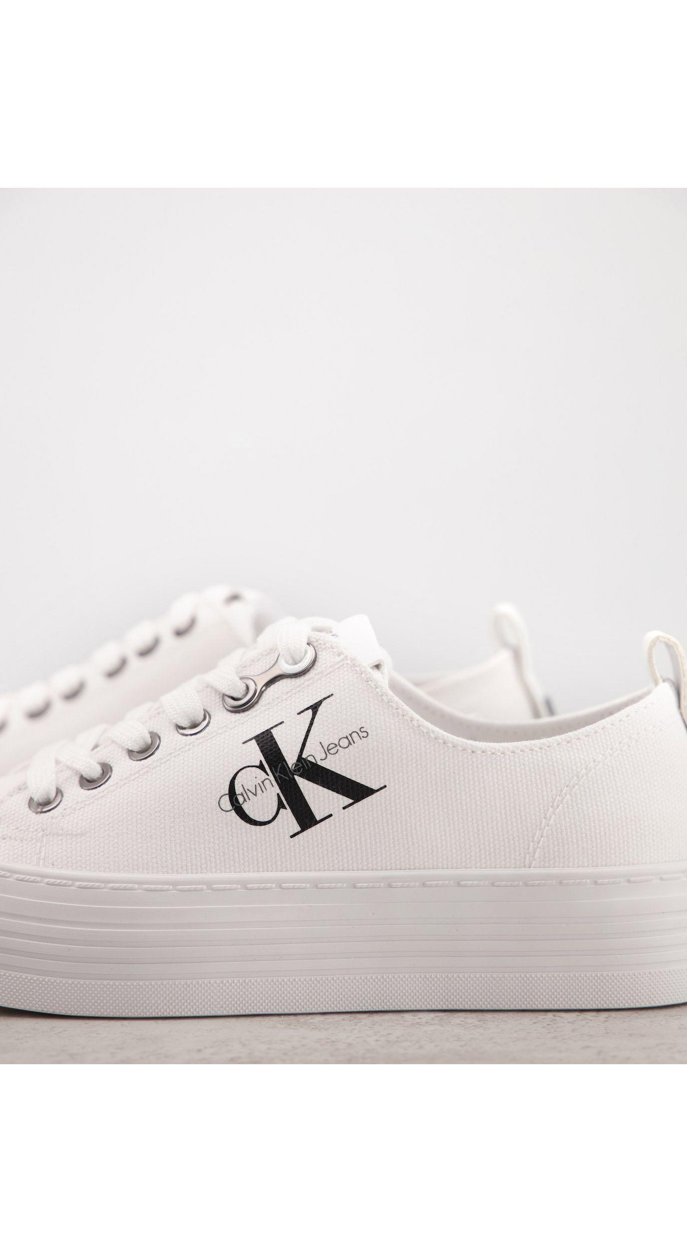 Calvin Klein Denim Jeans Zolah Flatform Sneakers in White | Lyst