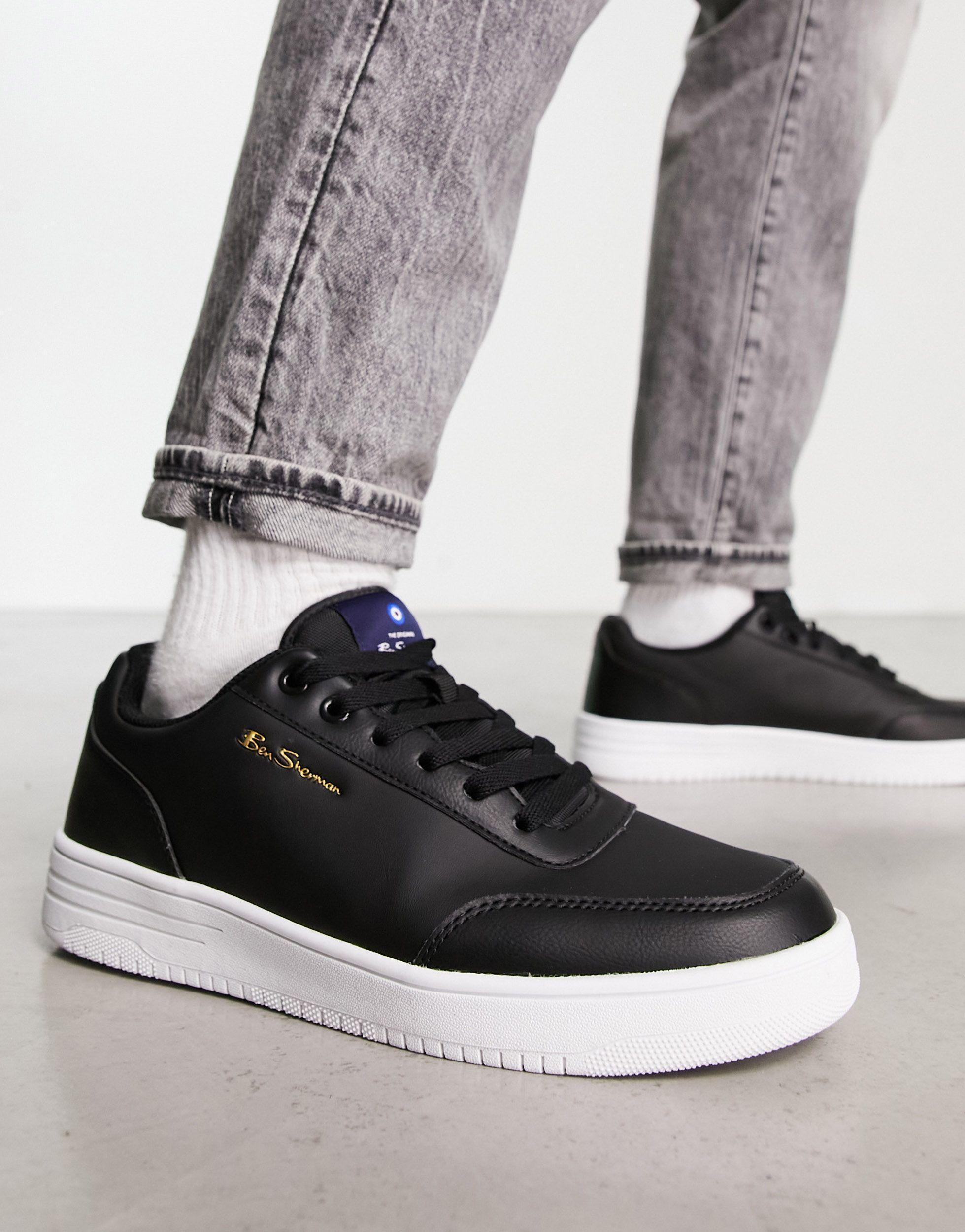 Ben Sherman Flatform Faux Leather Sneakers in Black for Men | Lyst