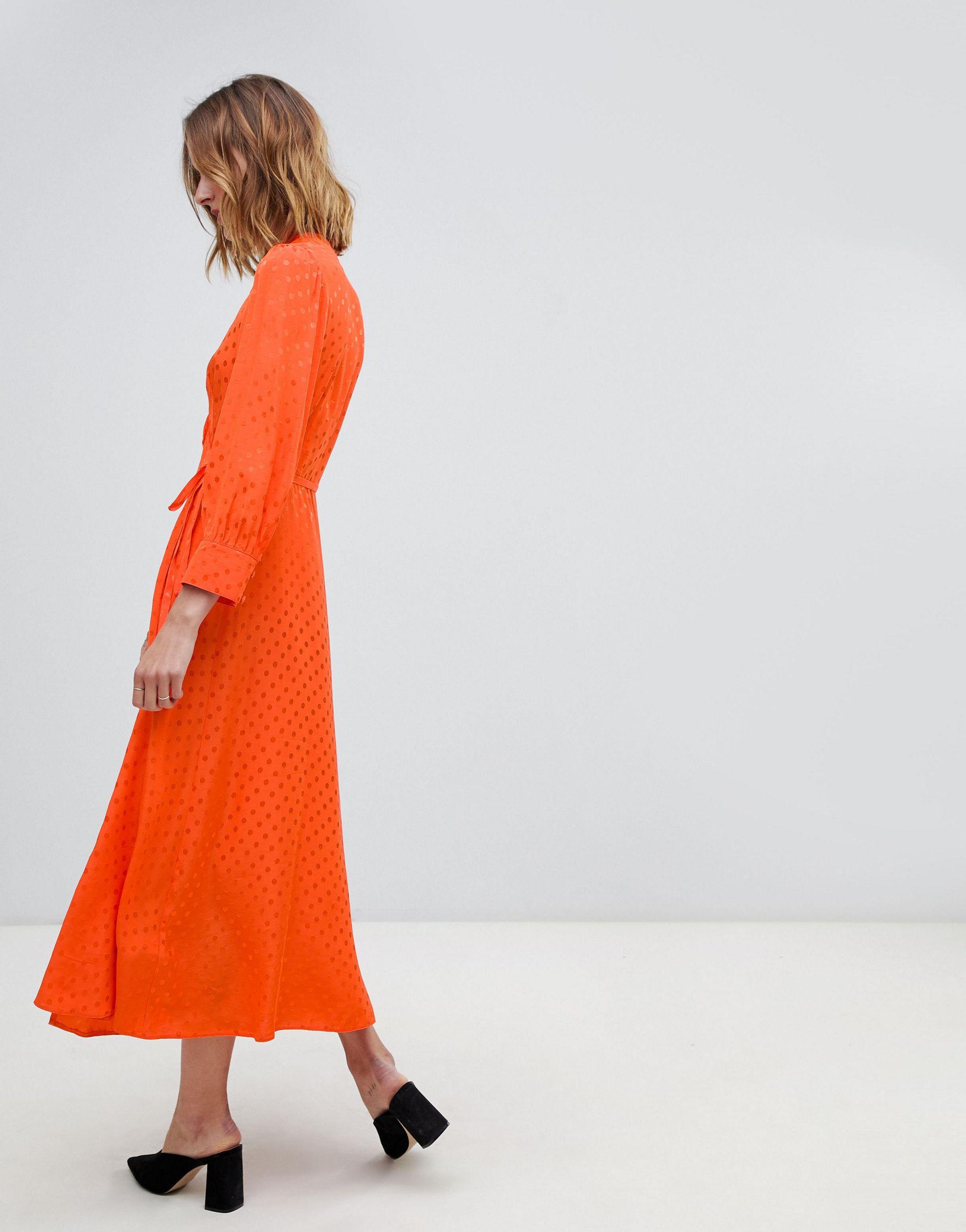 warehouse spot wrap dress