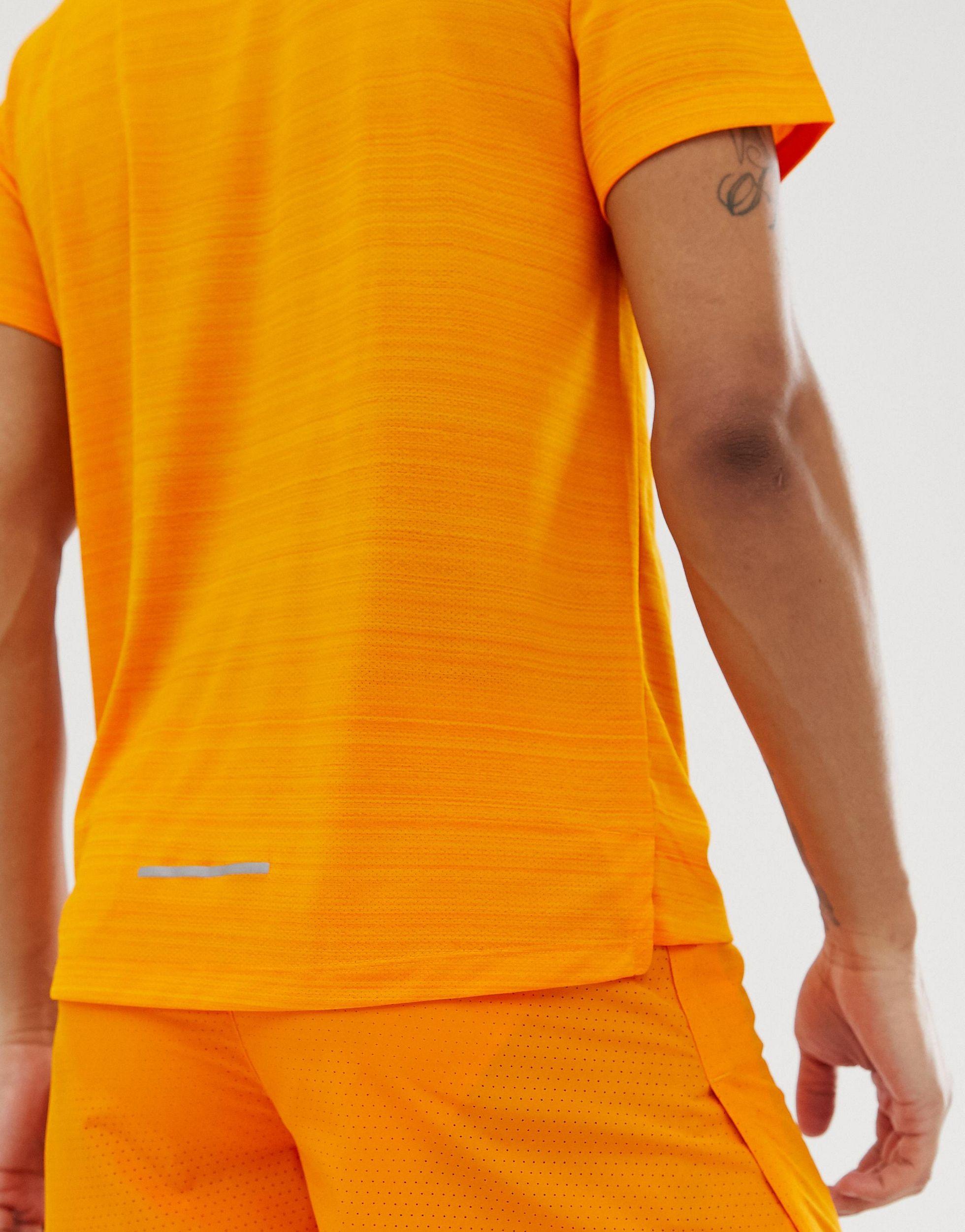 Nike Dry Miler T-shirt in Orange for Men | Lyst