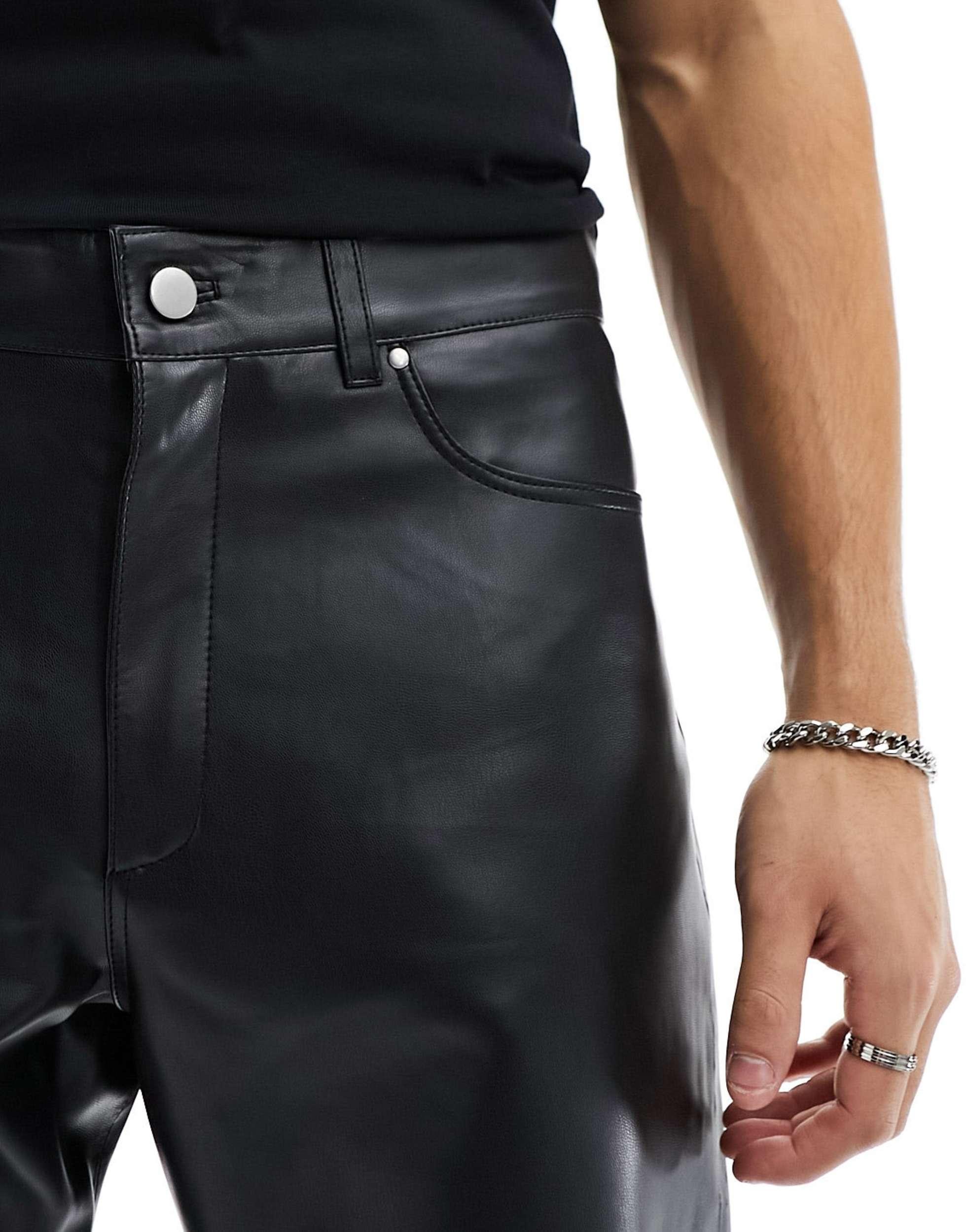 Jack Jones Faux Leather Trousers in Black for Men Lyst