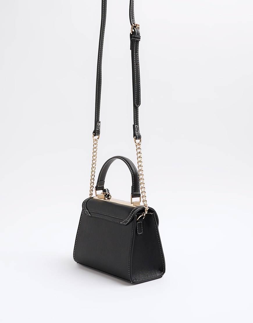 River Island Embossed Panel Mini Tote Bag in Black Lyst UK