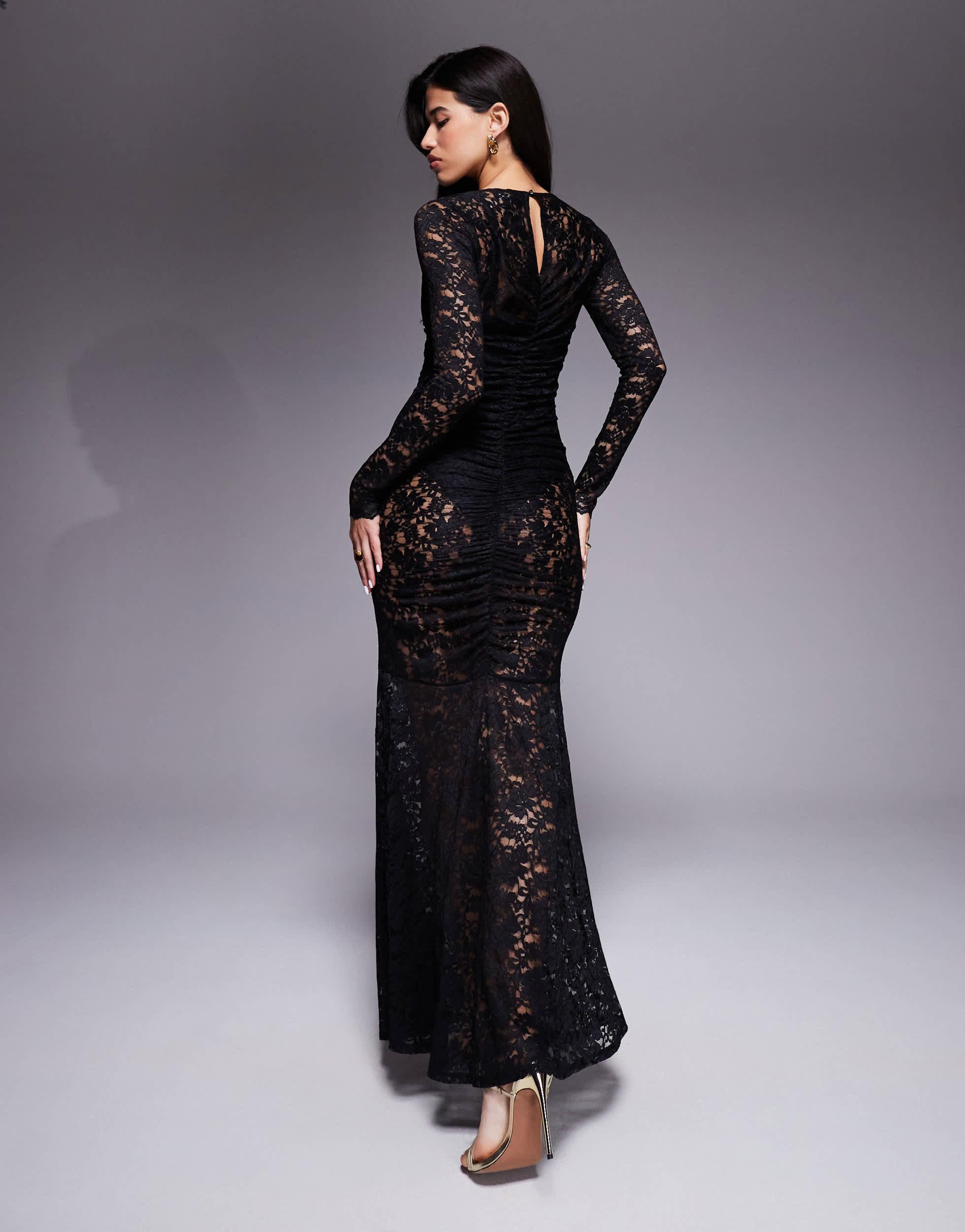 women's short long sleeve dress Black Sequin Long Sleeve Short Dress with Open Back