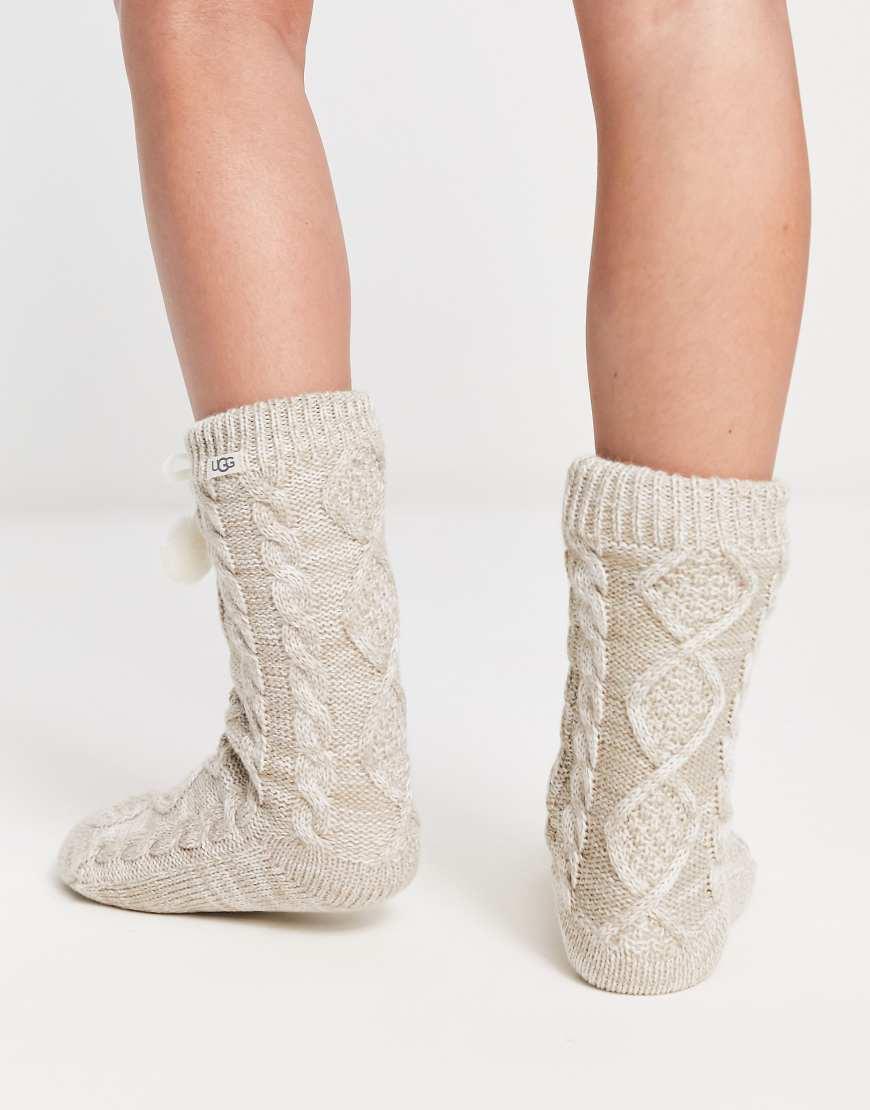UGG Pom Pom Fleece Lined Crew Socks in White Lyst UK