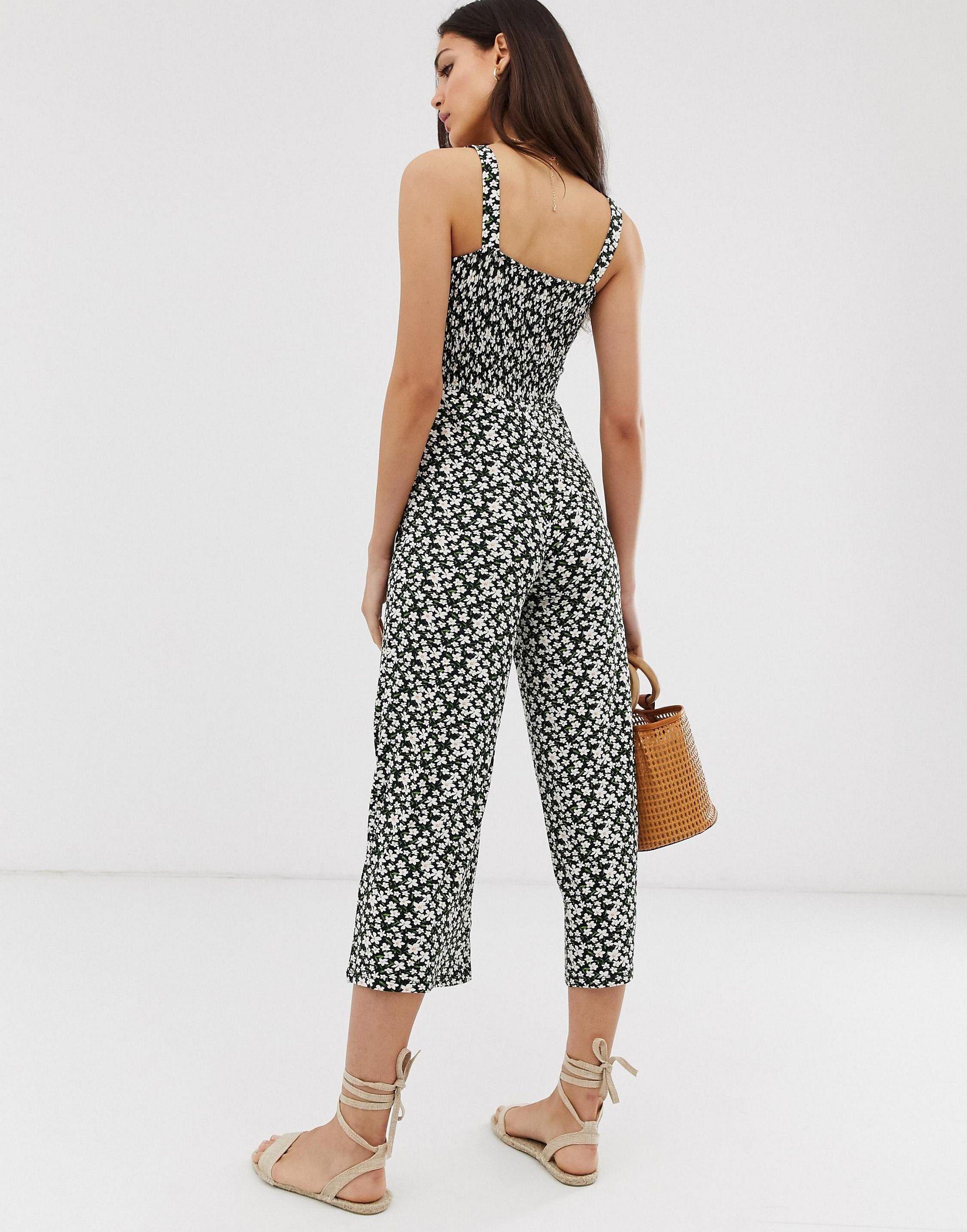 Mono largo fruncido con estampado Stradivarius de Denim | Lyst