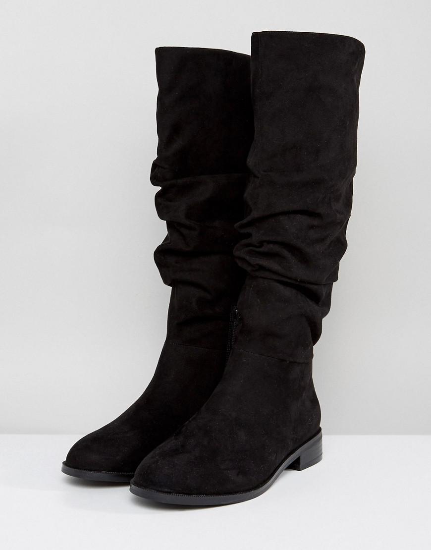 ASOS Denim Asos Capital Wide Fit Slouch Knee Boots in Black - Lyst