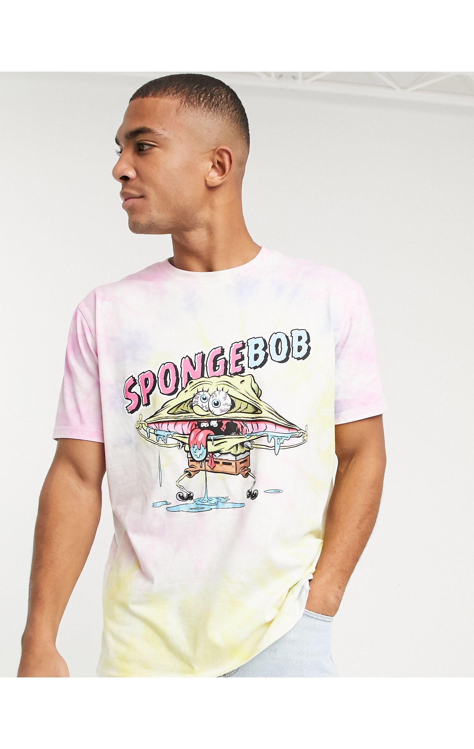 T-shirt tie-dye con spongebob da Uomo di Bershka in Rosa | Lyst