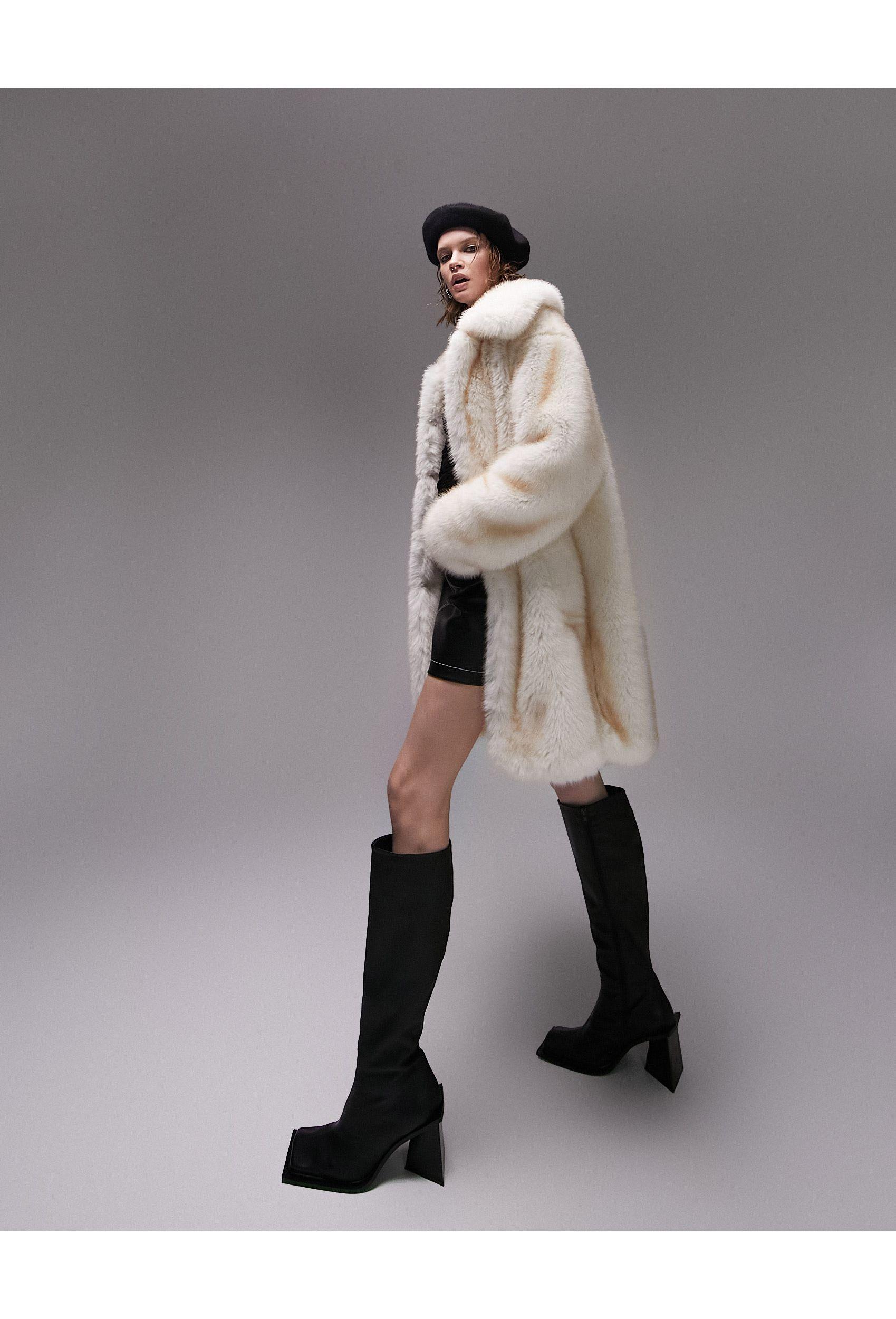Topshop white top fluffy coat