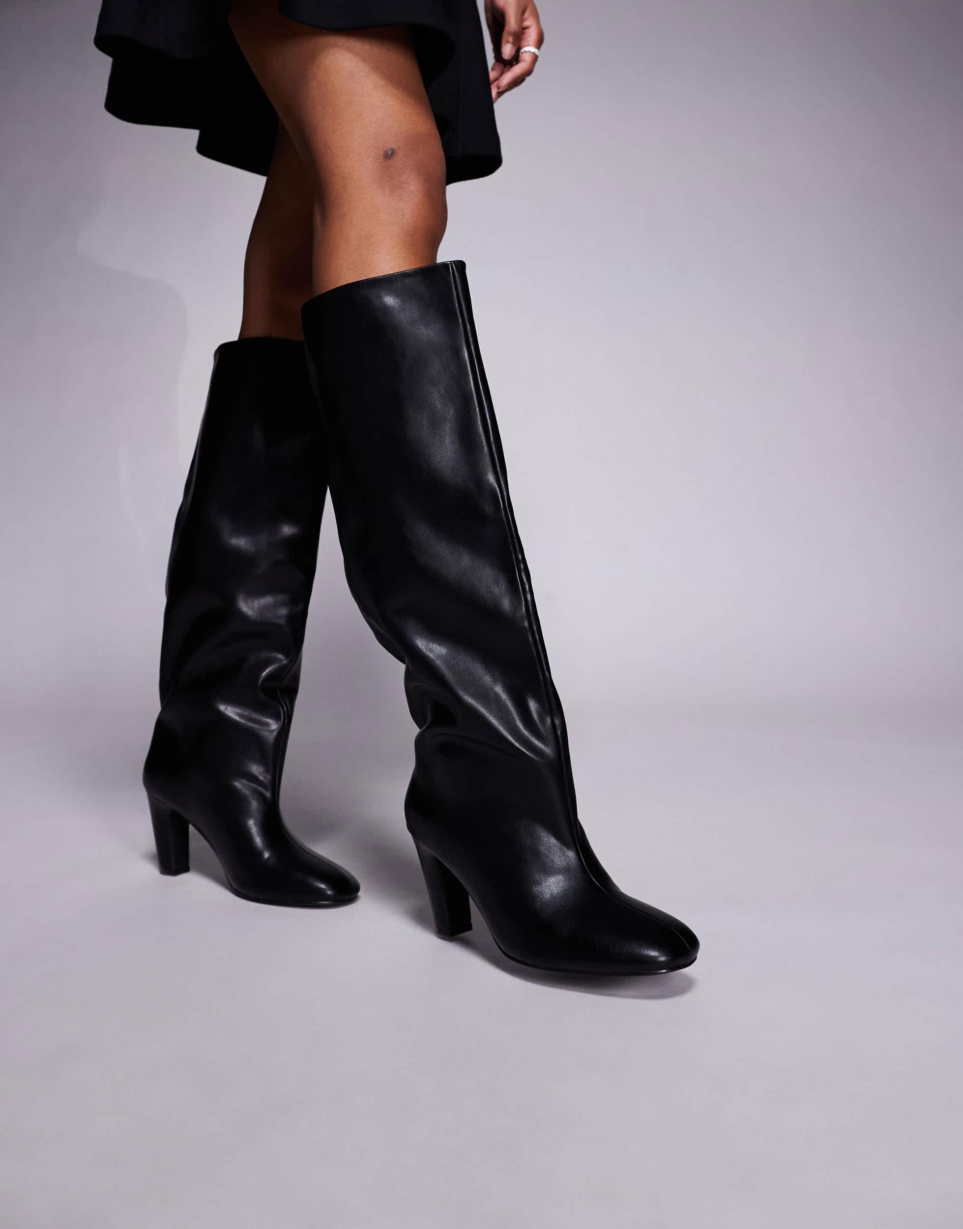Bottes à Talons Hauts Public Desire - Faux Daim Noir, Genou, Taille UK 3 Neuves