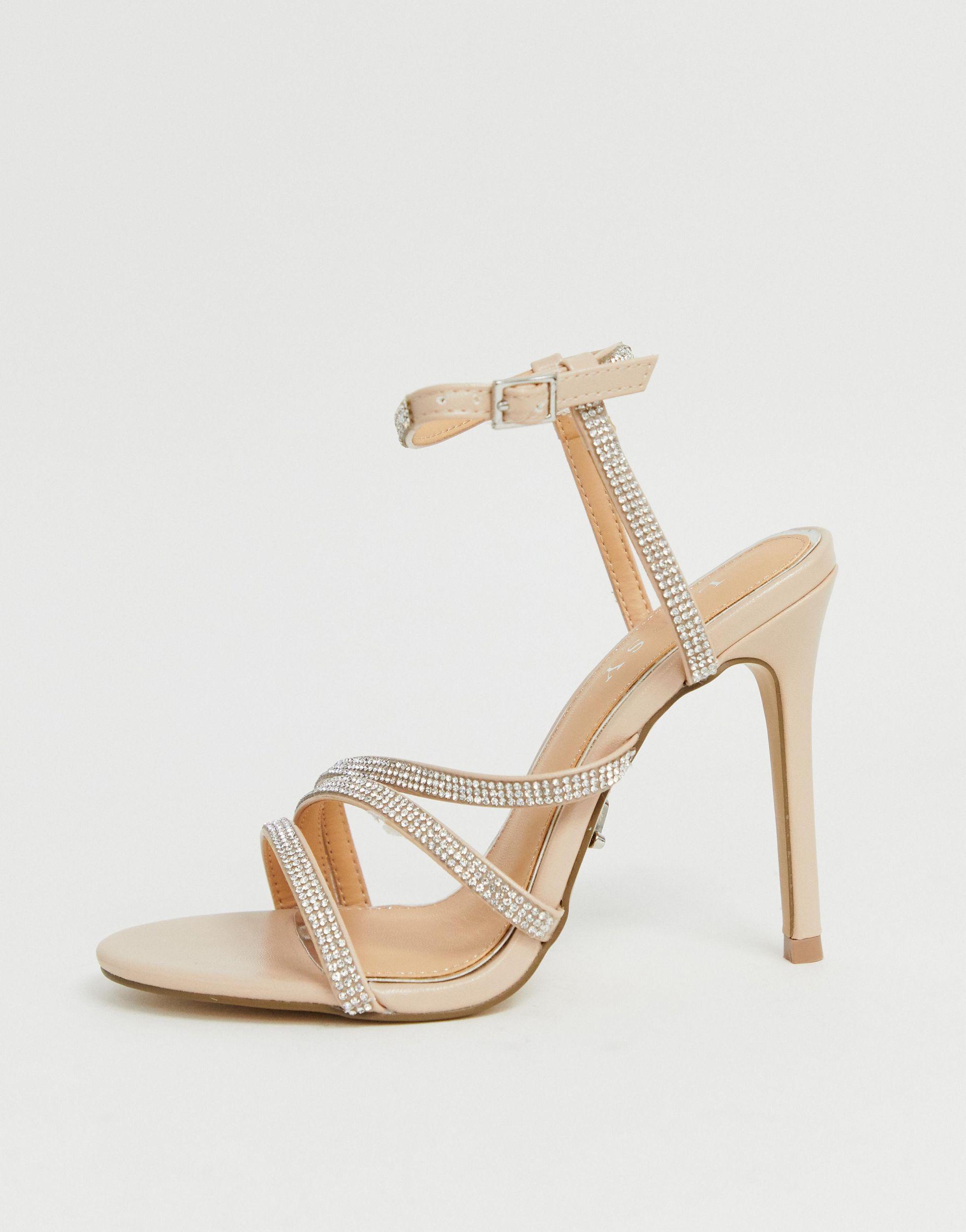 Lipsy Diamante Heeled Sandal in Pink | Lyst