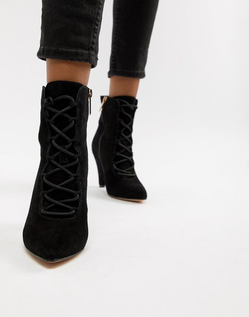 Botines de tacón de ante negro con cordones Vivian Kurt Geiger de Ante de  color Negro | Lyst
