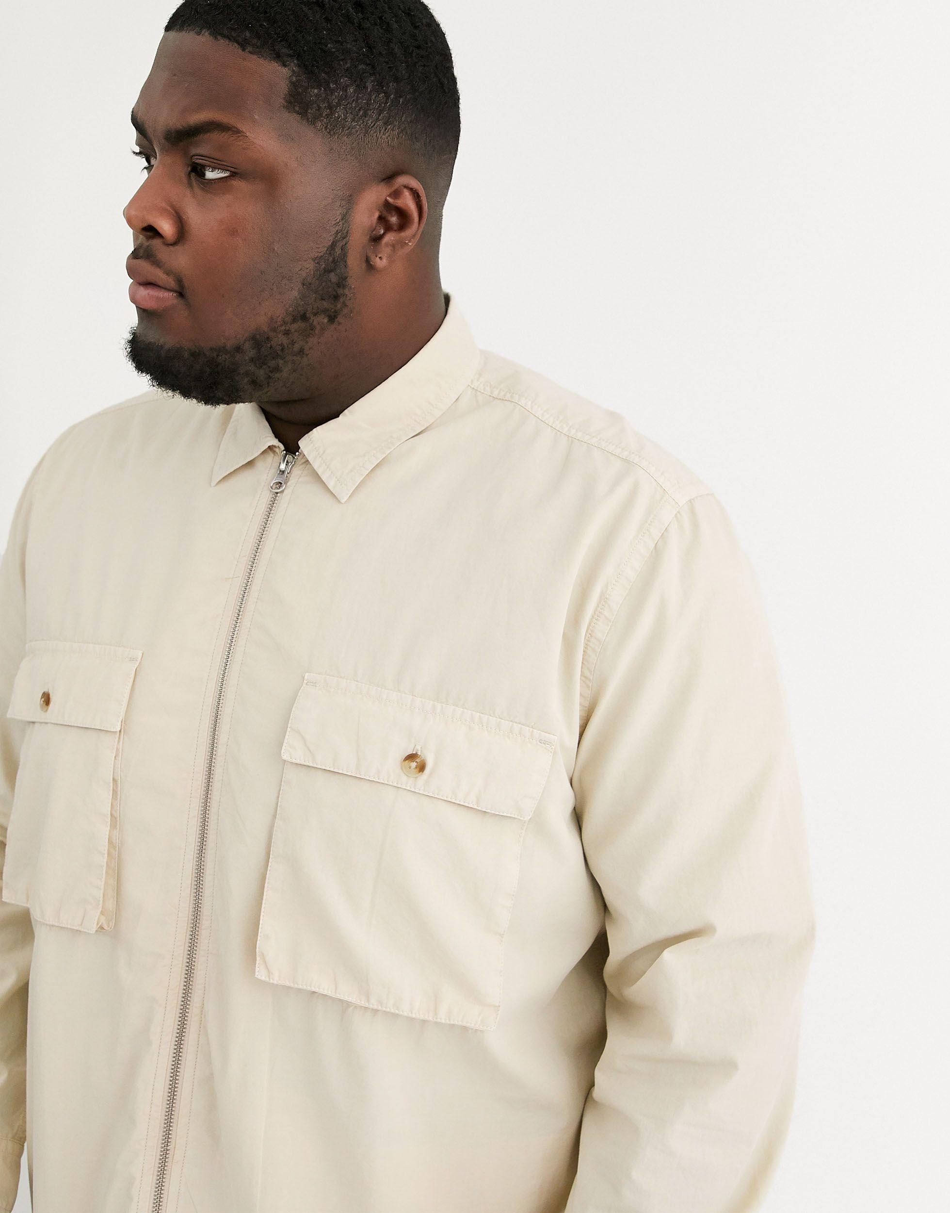 dogtooth jacquard zip through overshirt