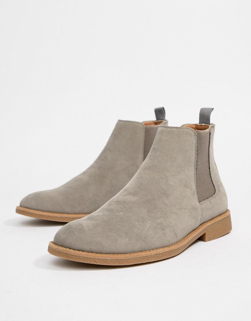New Look Faux Suede Chelsea Boots In Light Grey in Gray for Men - Lyst