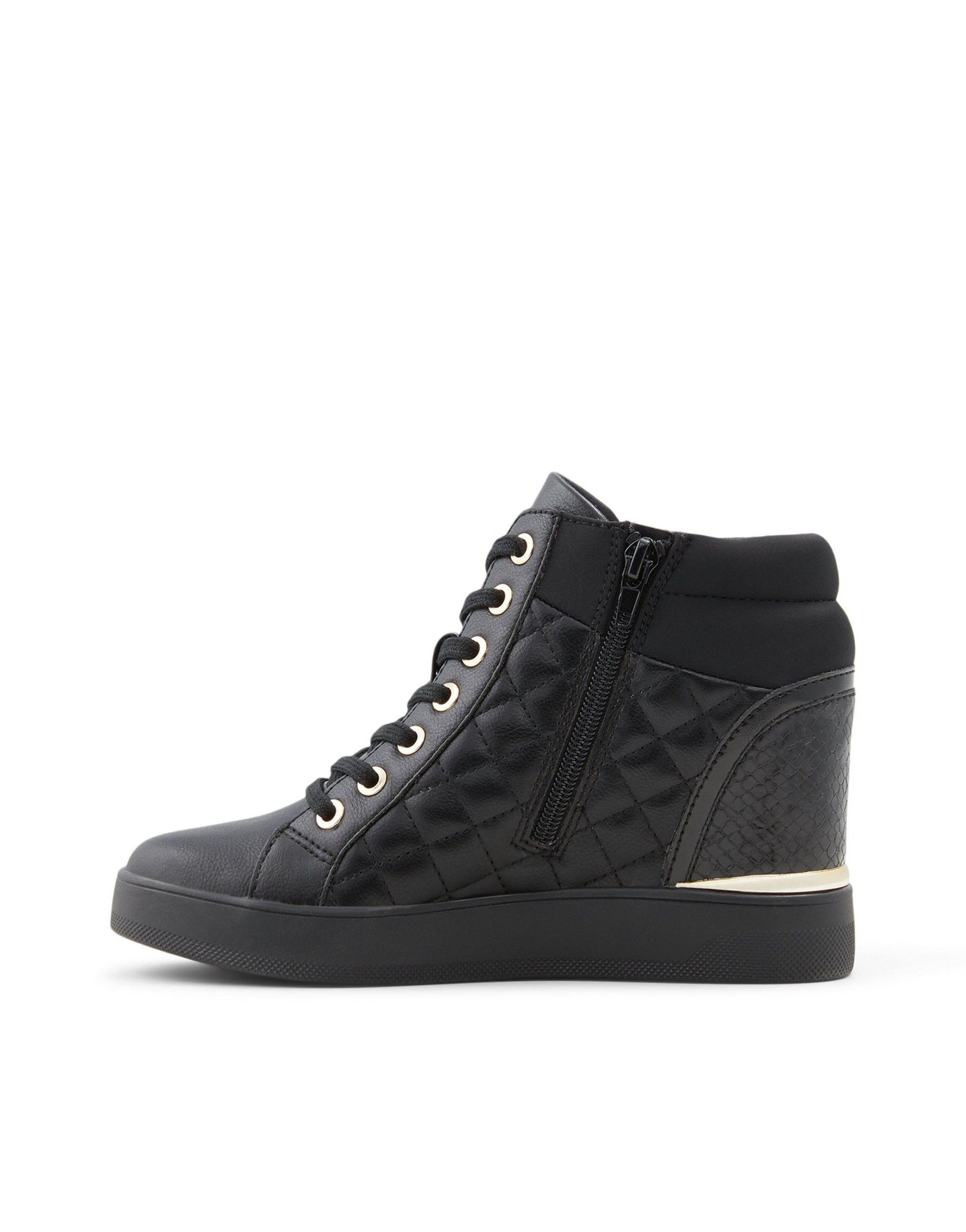 ALDO Ailanna Wedge Sneakers With Faux Fur Lining in Black | Lyst