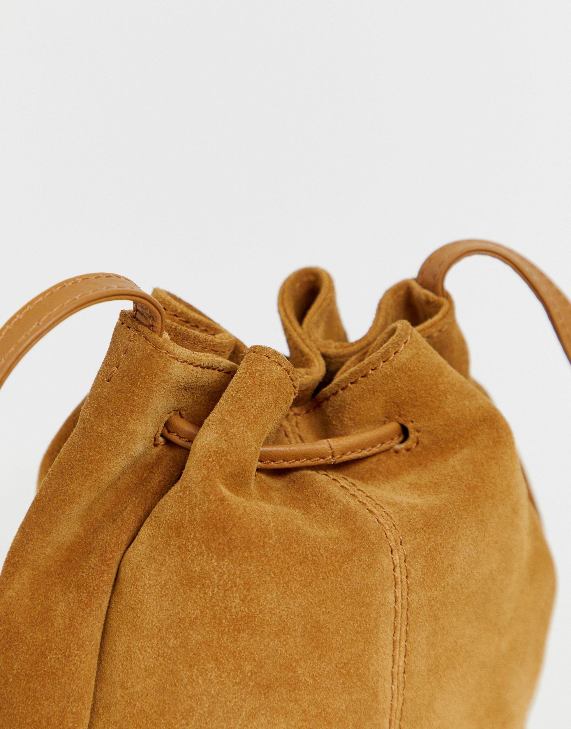 ASOS Suede Bucket Bag in Brown