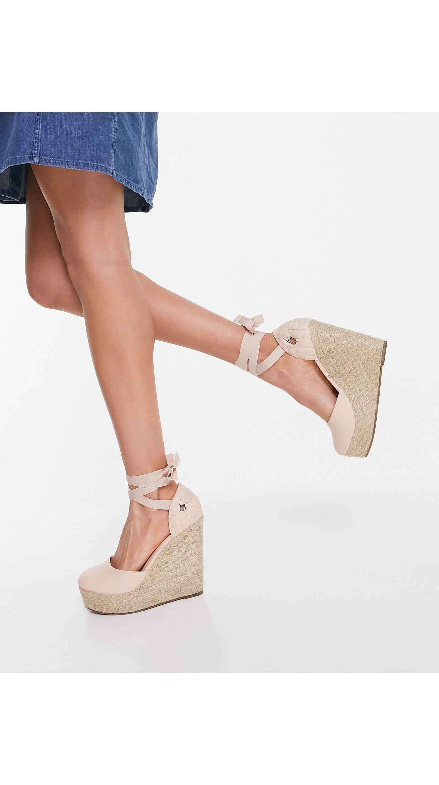 Truffle Collection High Espadrille Wedges With Tie Leg - Lyst