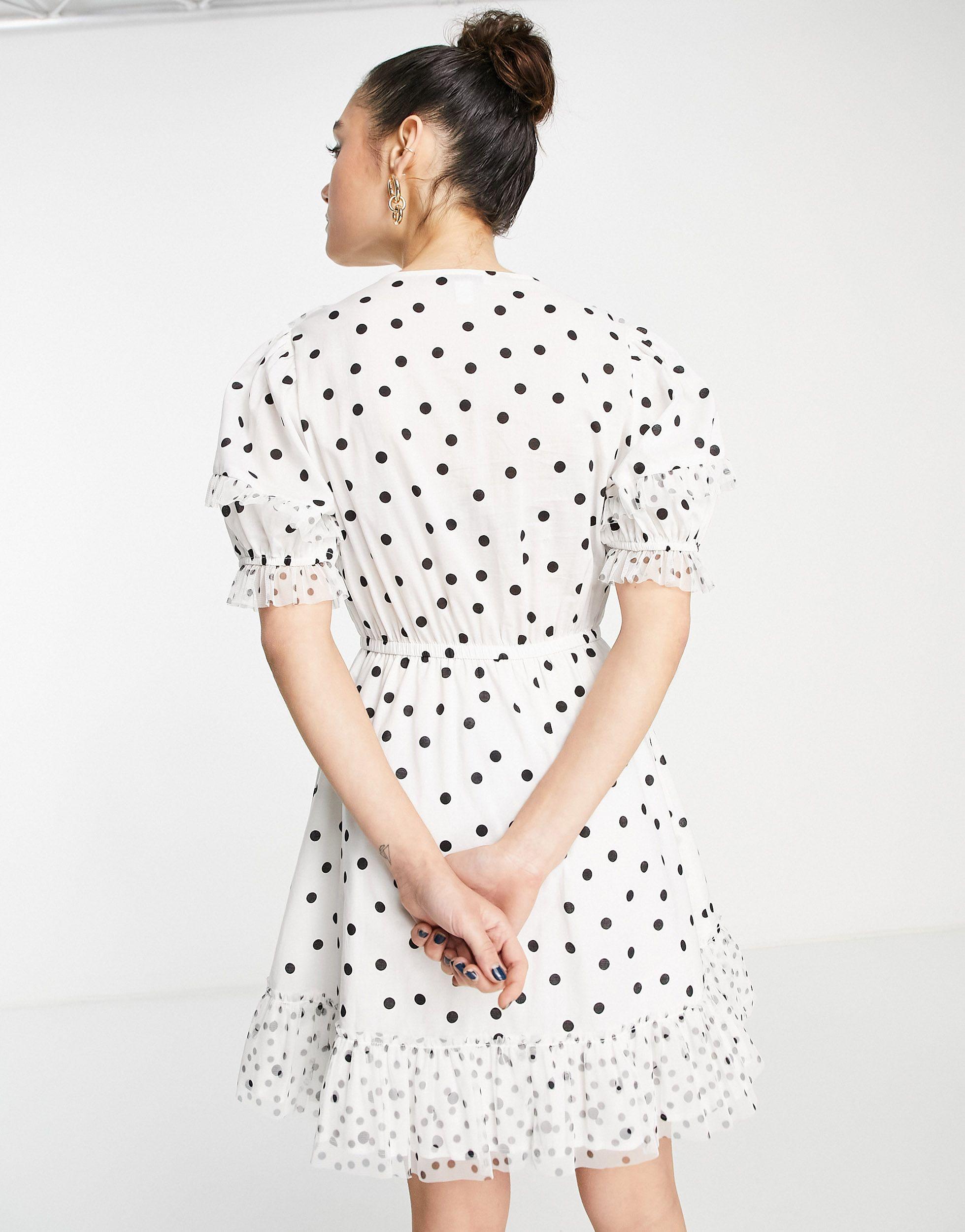 topshop spot ruffle mini dress