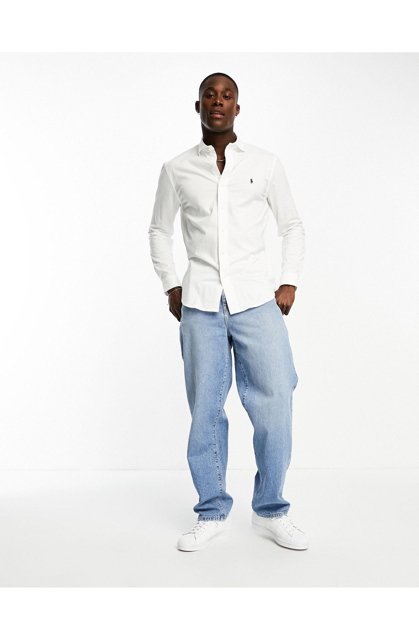 Polo Ralph Lauren Icon Logo Estate Collar Jersey Sport Shirt in White for  Men | Lyst