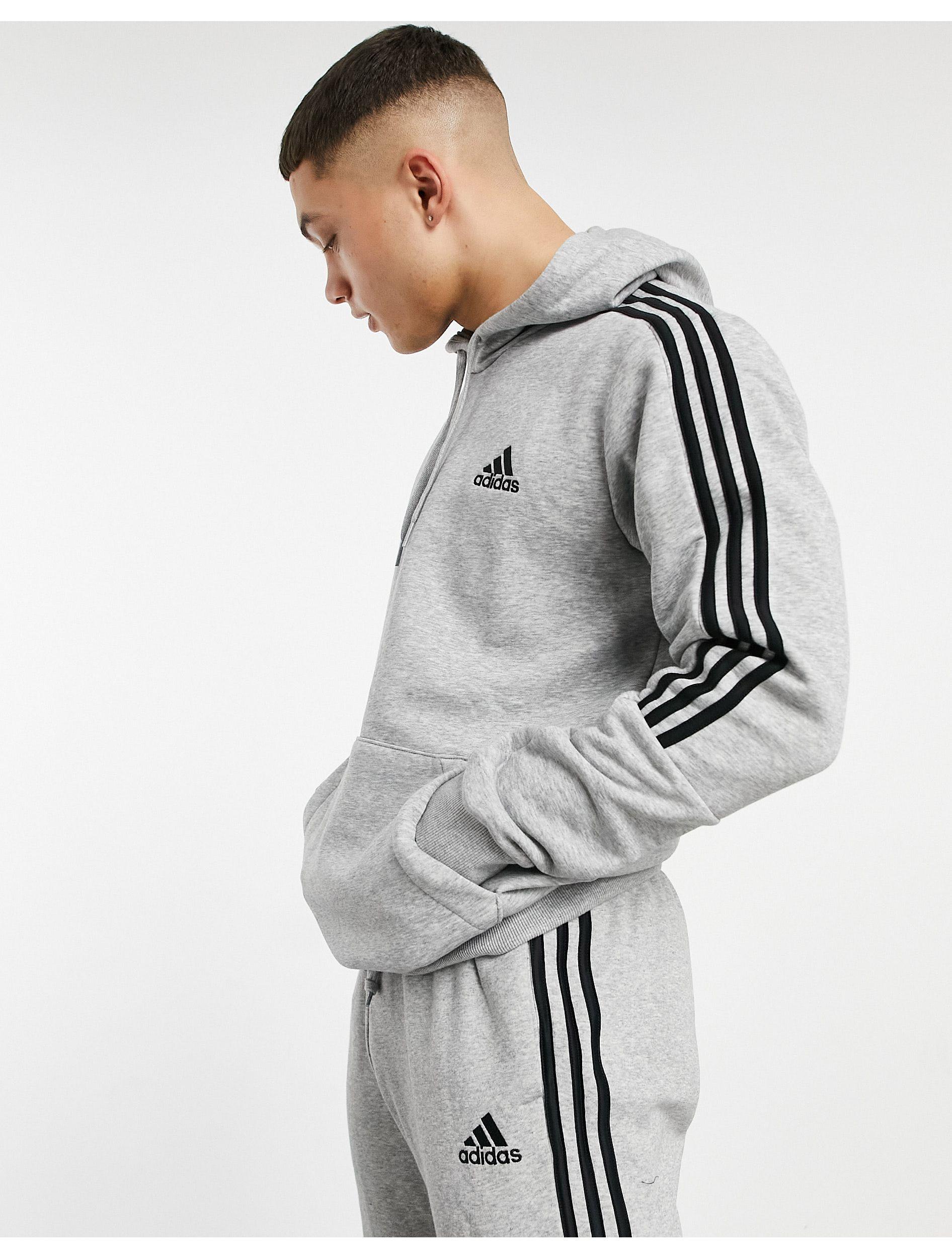 adidas Originals Adidas Sportswear 3 Stripe Hoodie in Grey for Men | Lyst UK