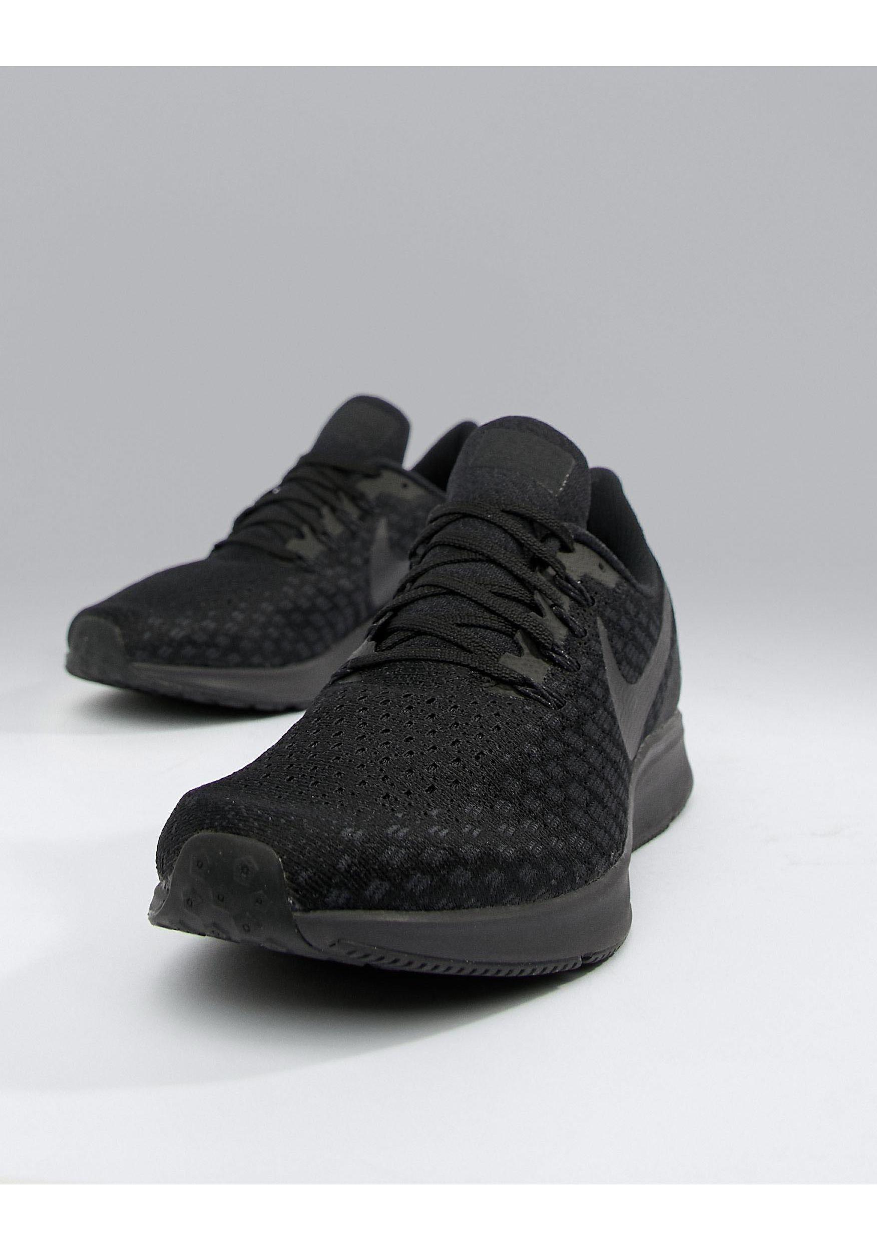 nike running air zoom 35 pegasus sneakers in triple black