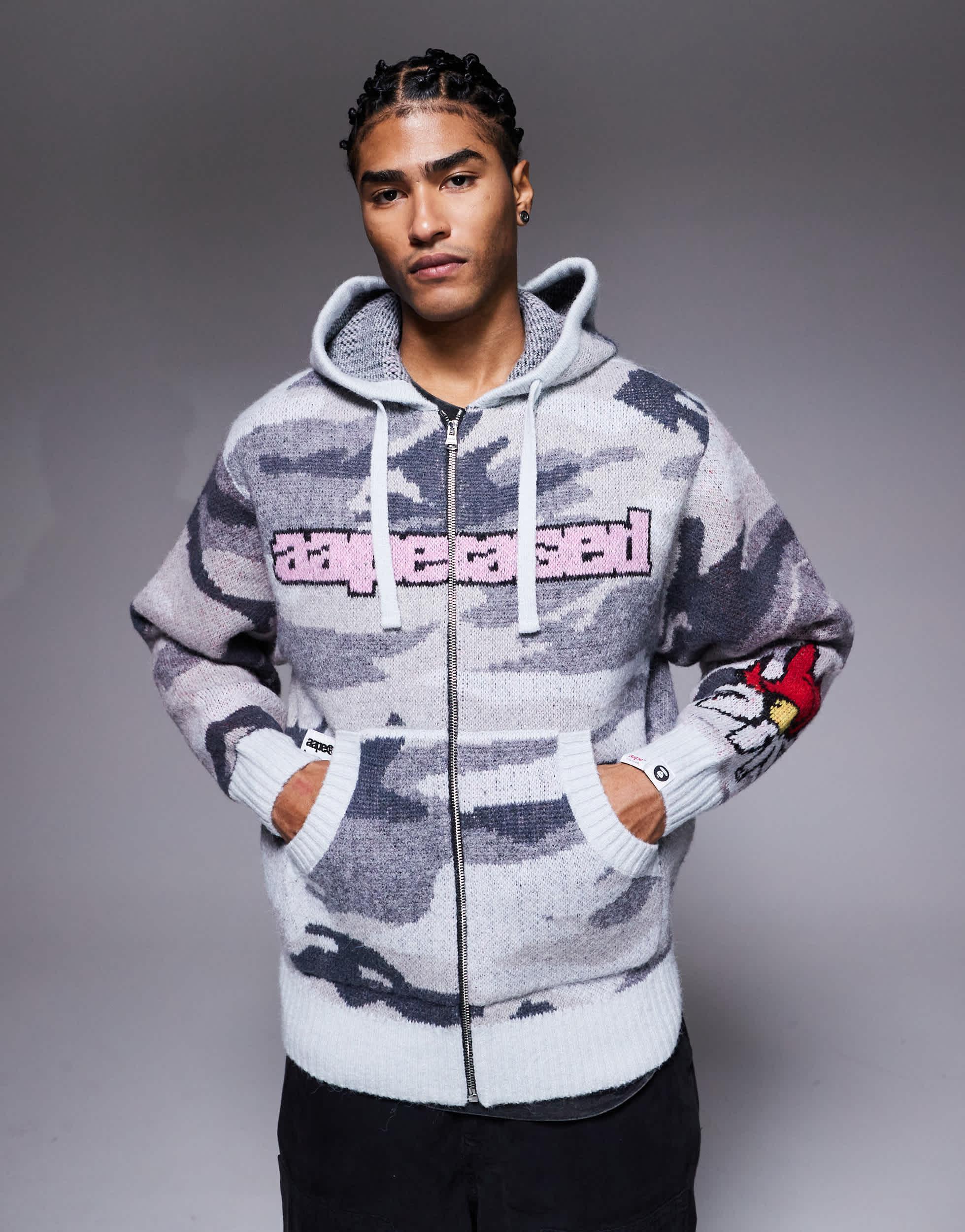 Aape By A Bathing Ape Aape By A Bathing Ape X Erased Knitted Zip