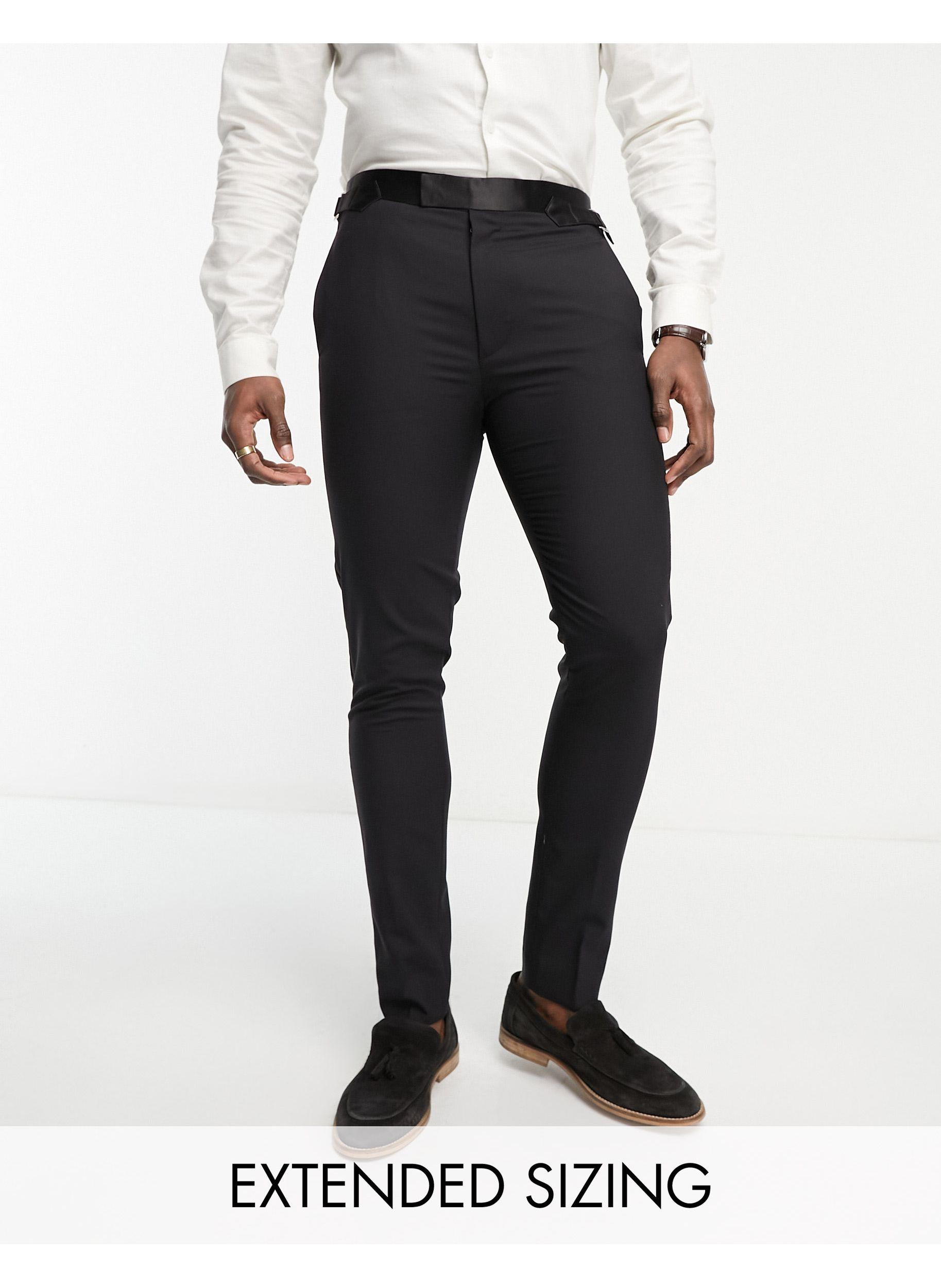 Noak 'verona' Wool-rich Skinny Tuxedo Suit Pants With Satin Side