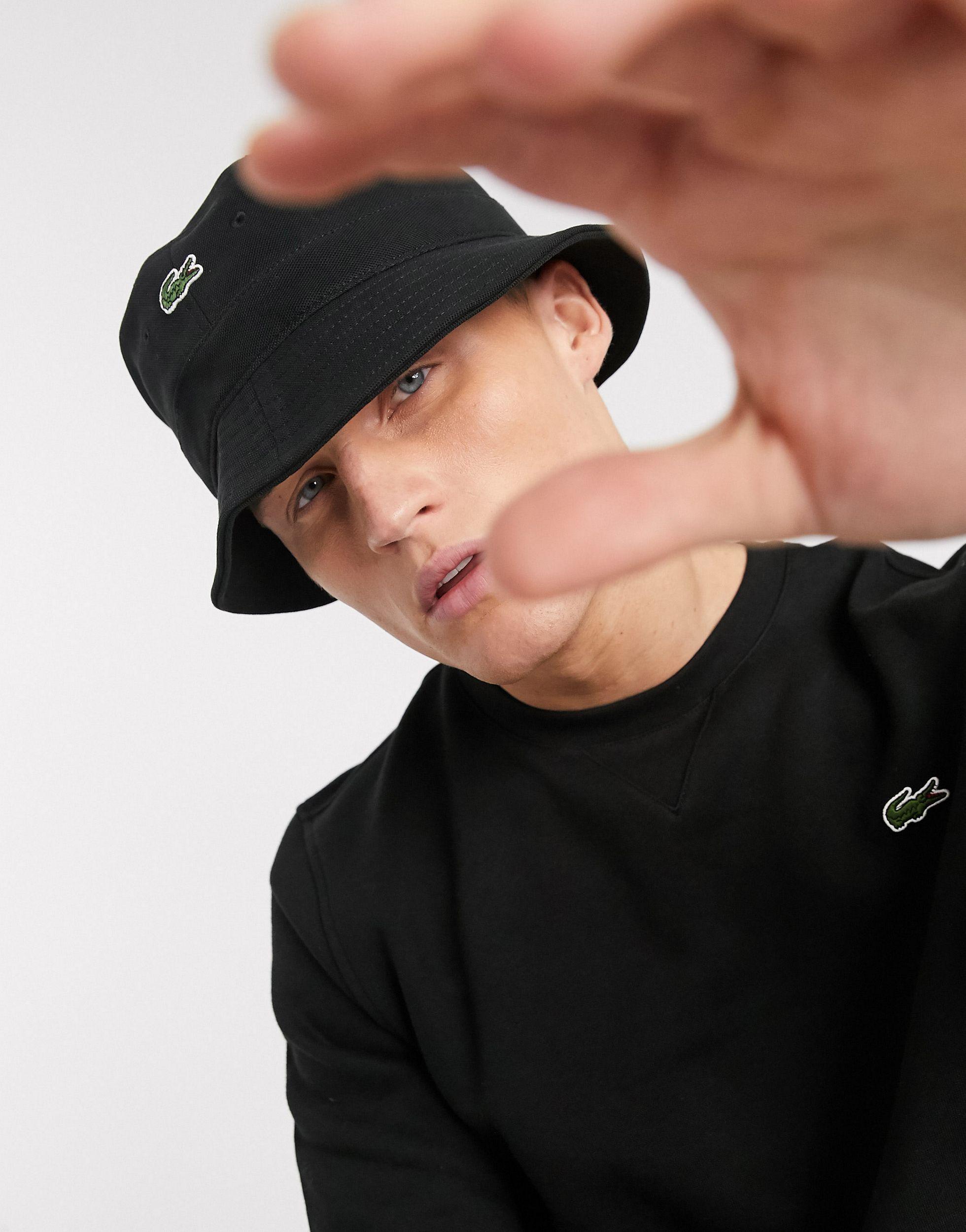 Lacoste Katoen Hoedje Met Krokodillenlogo in het Zwart voor heren | Lyst NL