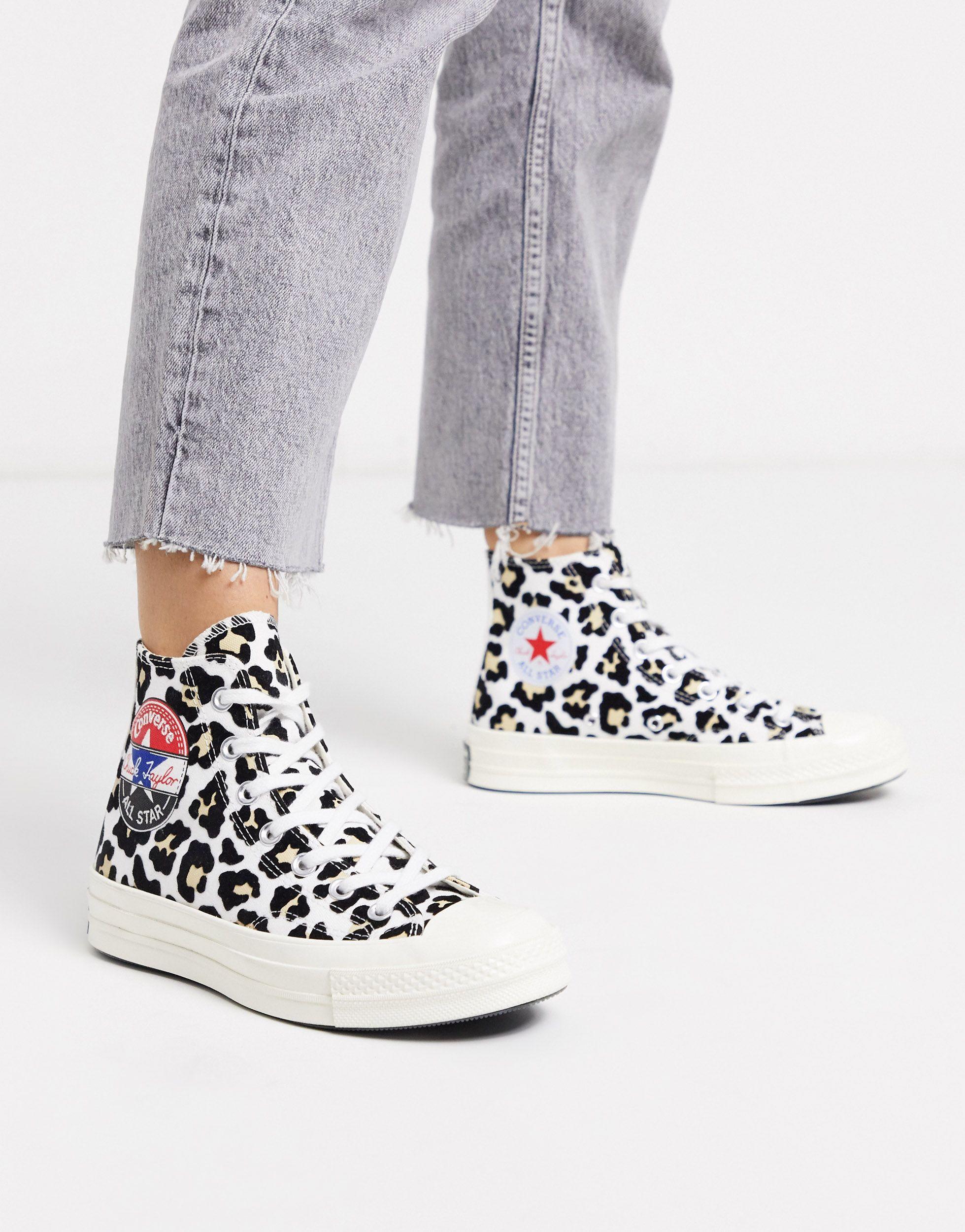Converse – Chuck '70 – Knöchelhohe Sneaker mit geflocktem Leopardenmuster  in Weiß | Lyst DE