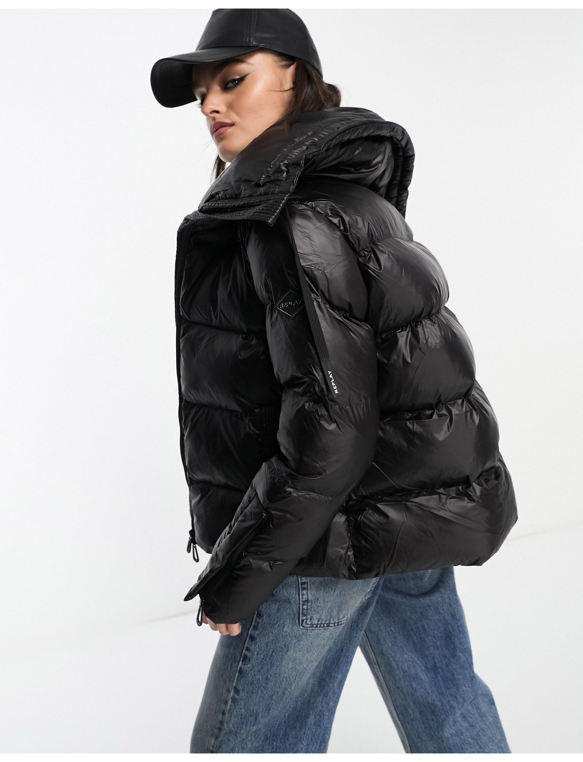 Steppjacke Replay Jacke Schwarz Steppjacke Regular Fit Black