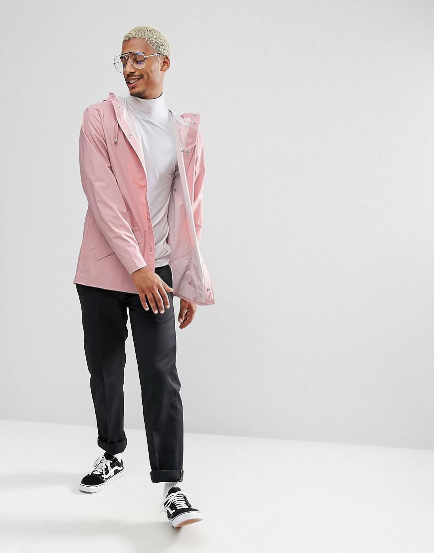 Rains Short Waterproof Jacket In Pink 