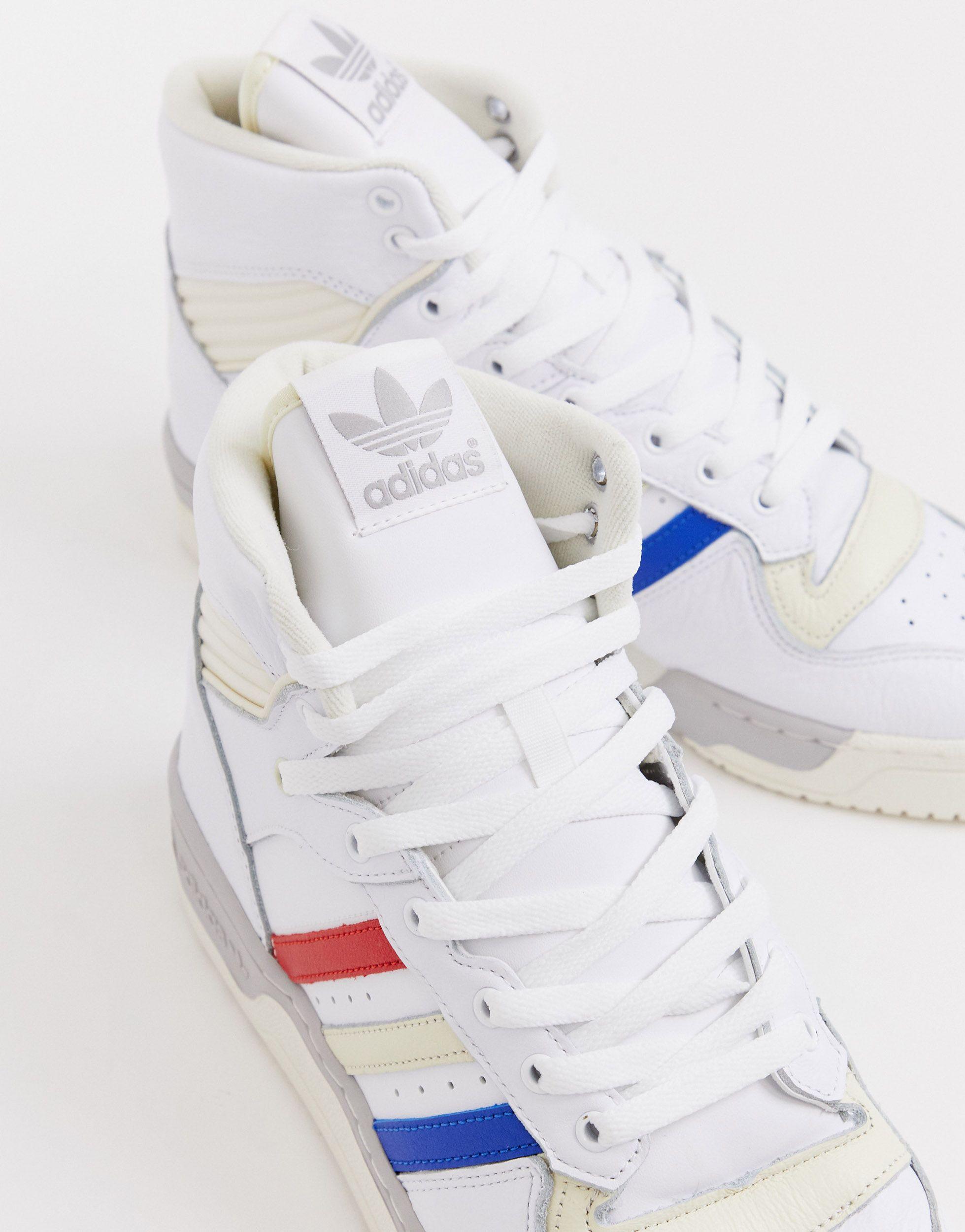 adidas Originals Rivalry Hi Top Trainers With Tricolour Stripe in White for  Men | Lyst