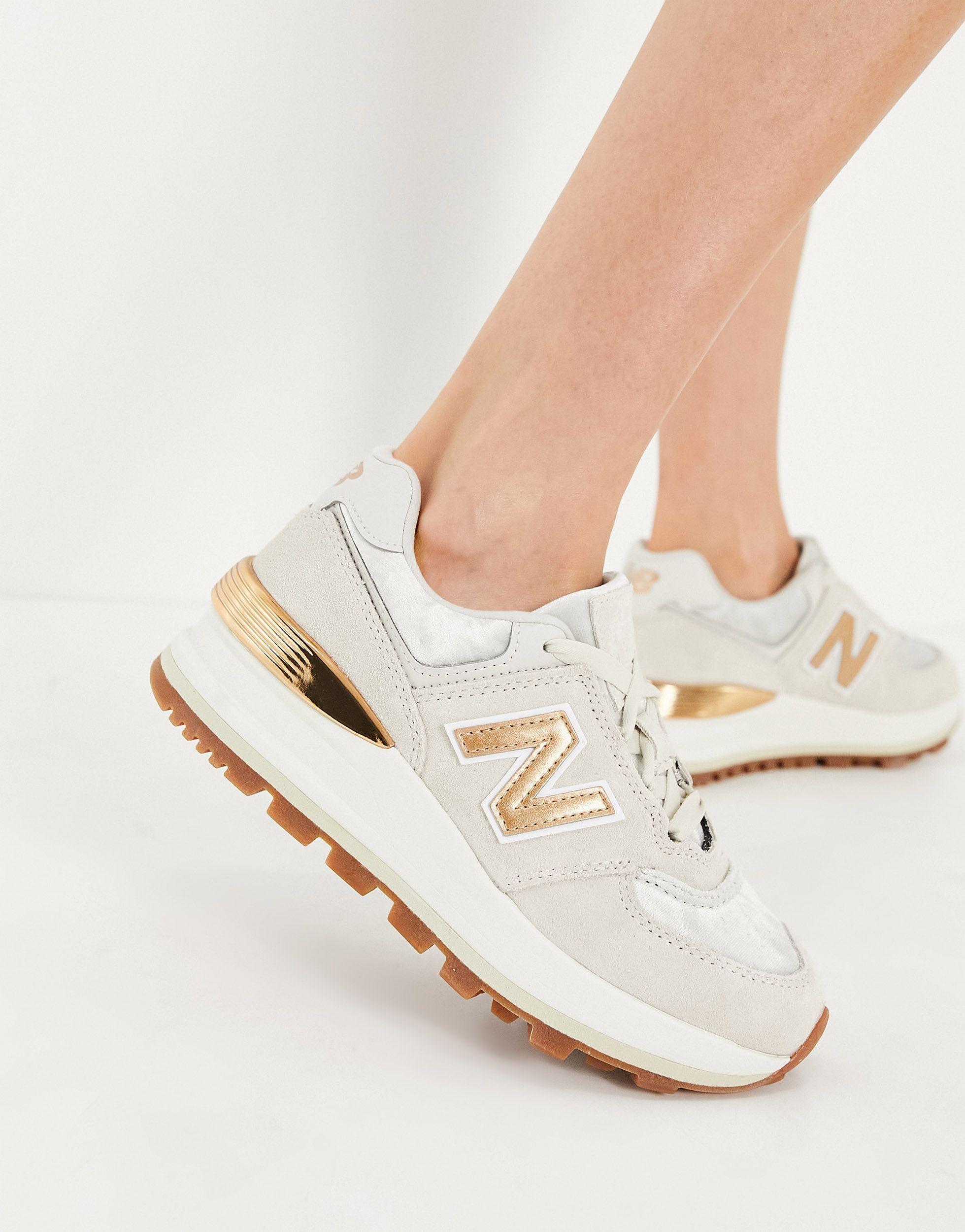 New Balance 574 Wedge Trainers in White | Lyst UK