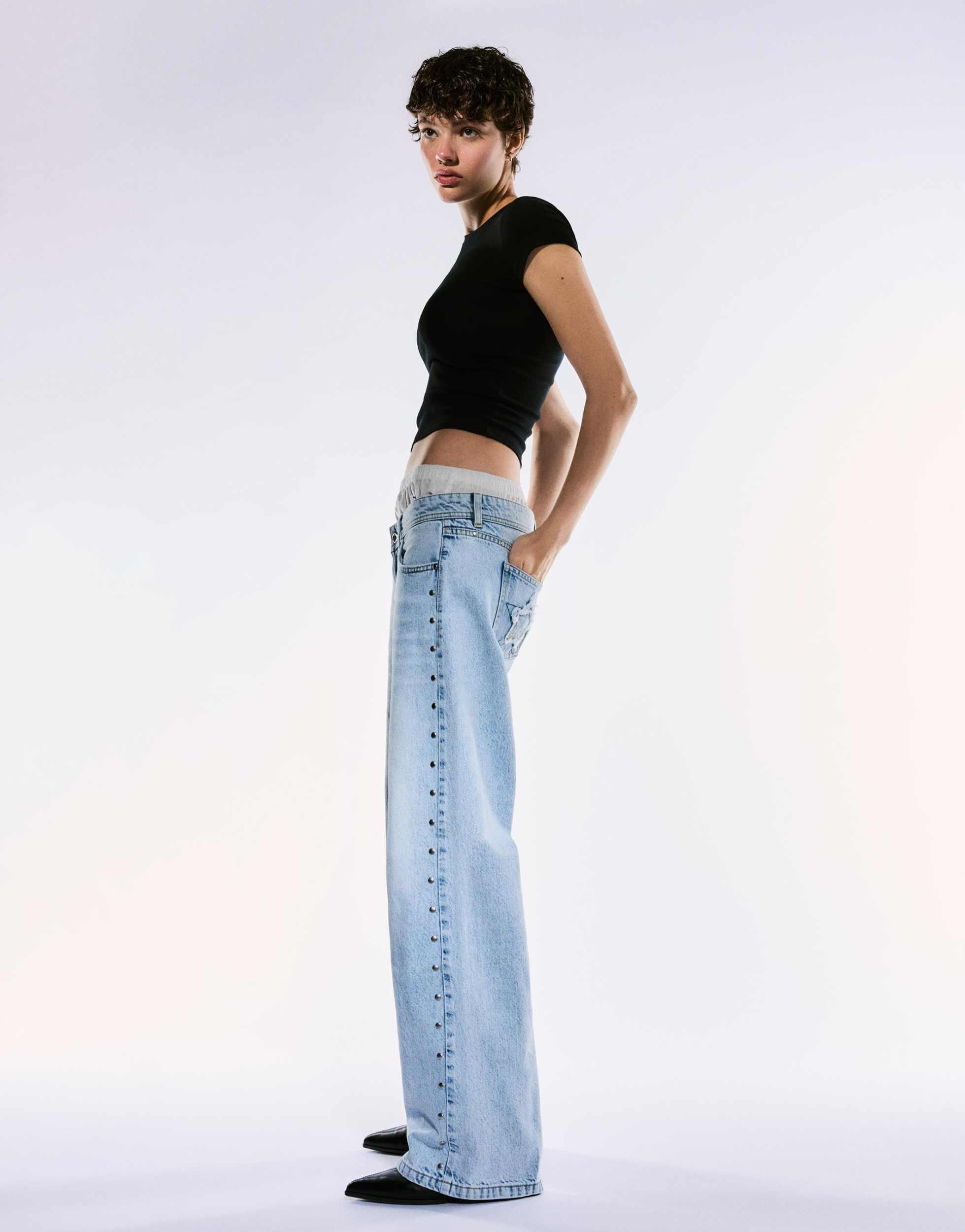 Taille Basse Jean Fendu Bershka Jeans Coupe Droite Bershka Pour