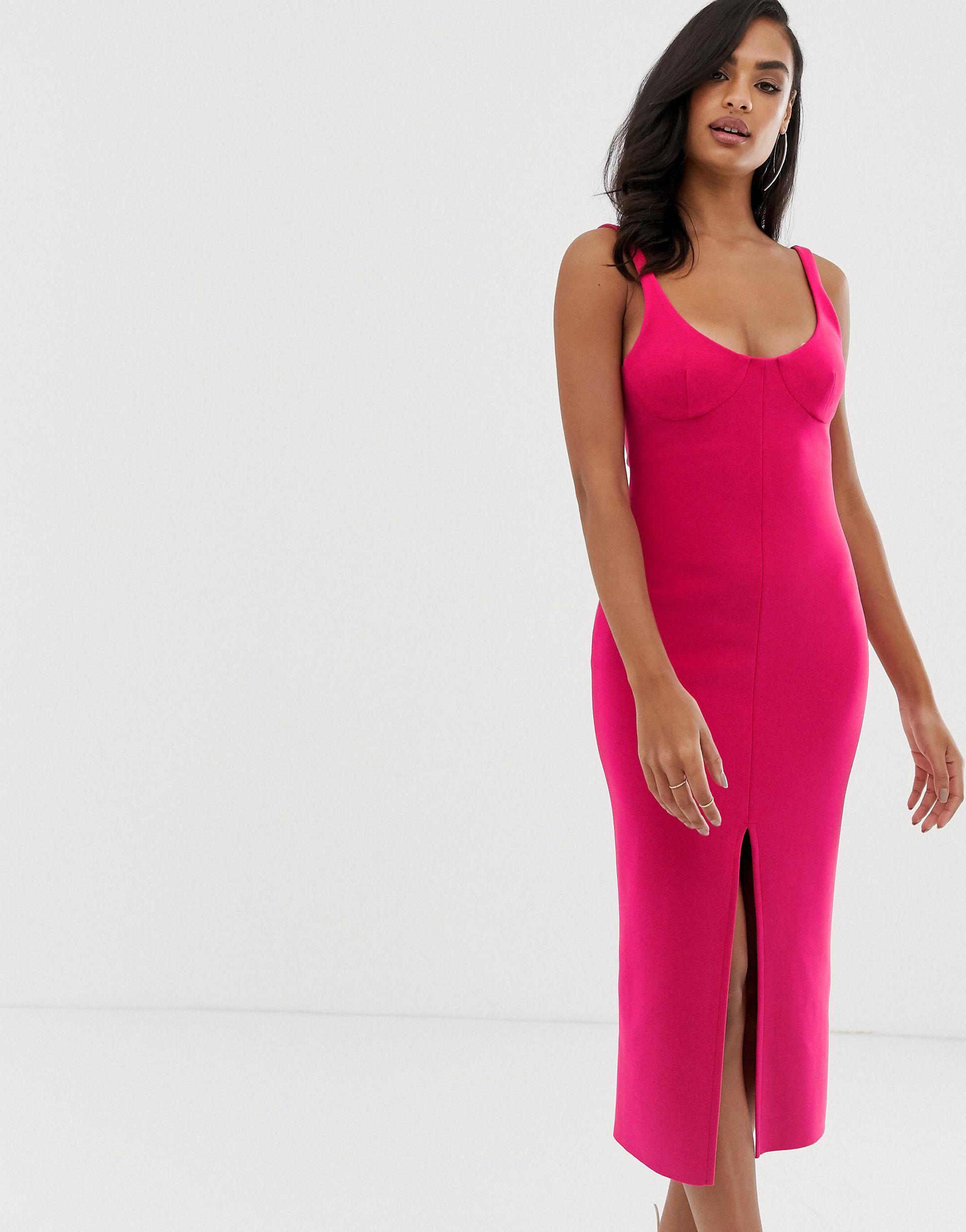 Synthetic Amelie Cup Midi Dress in Pink ...