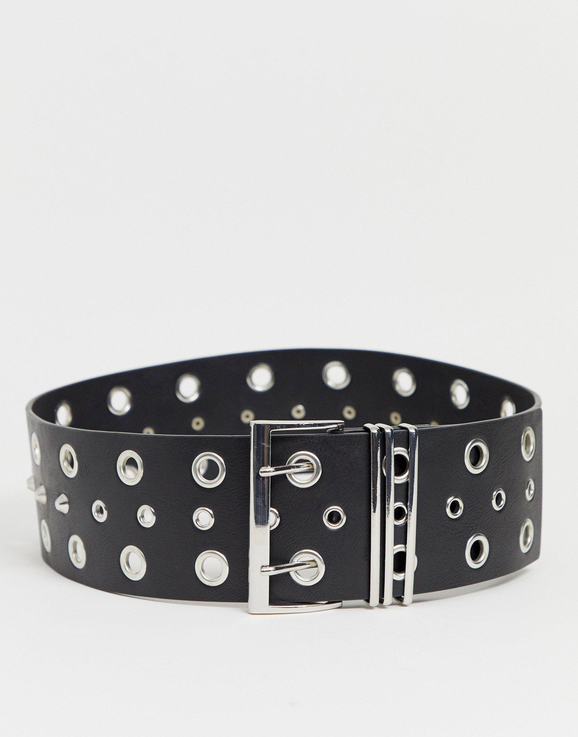 Multi Eyelet And Chain Waist Belt 