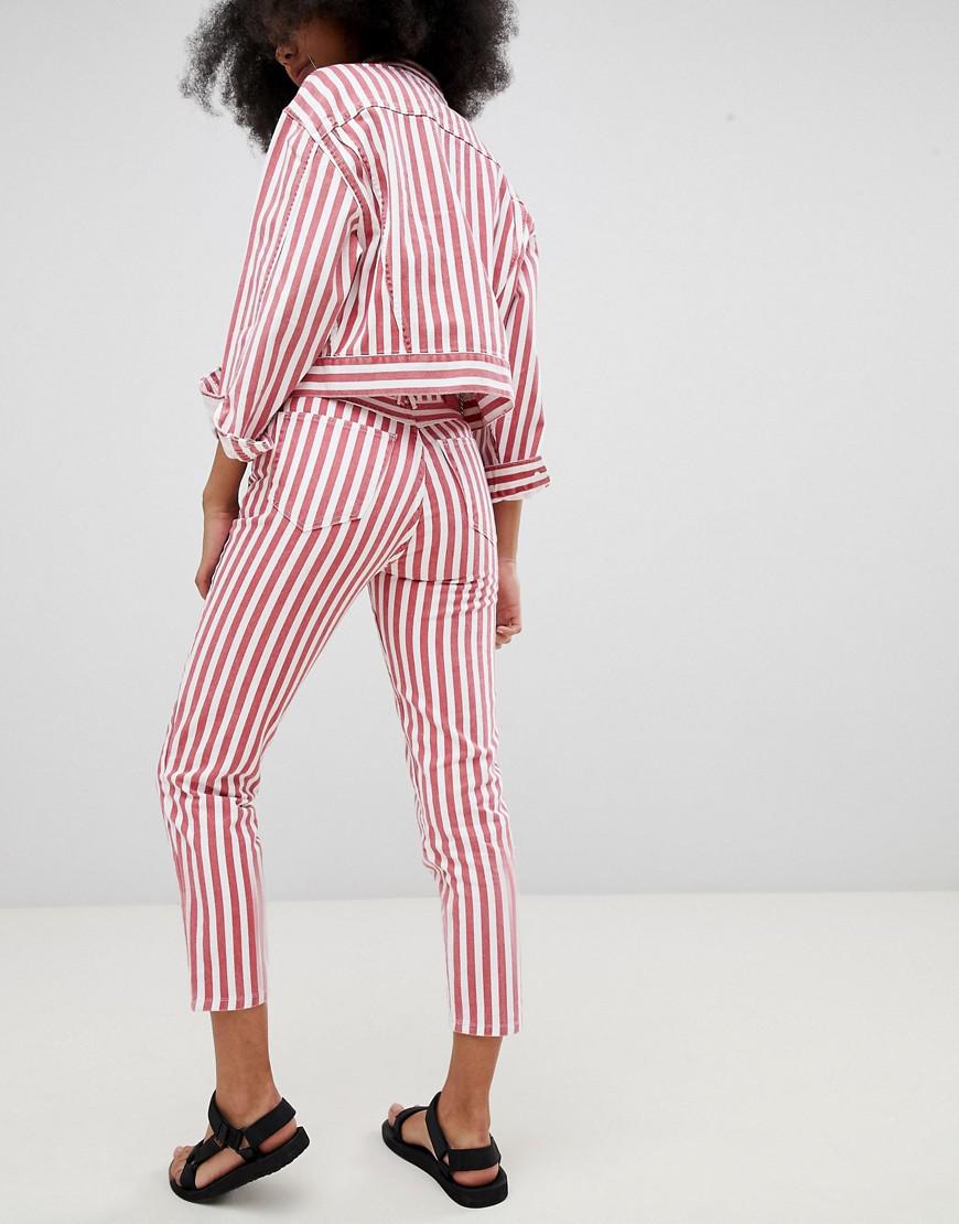 red and white striped jeans