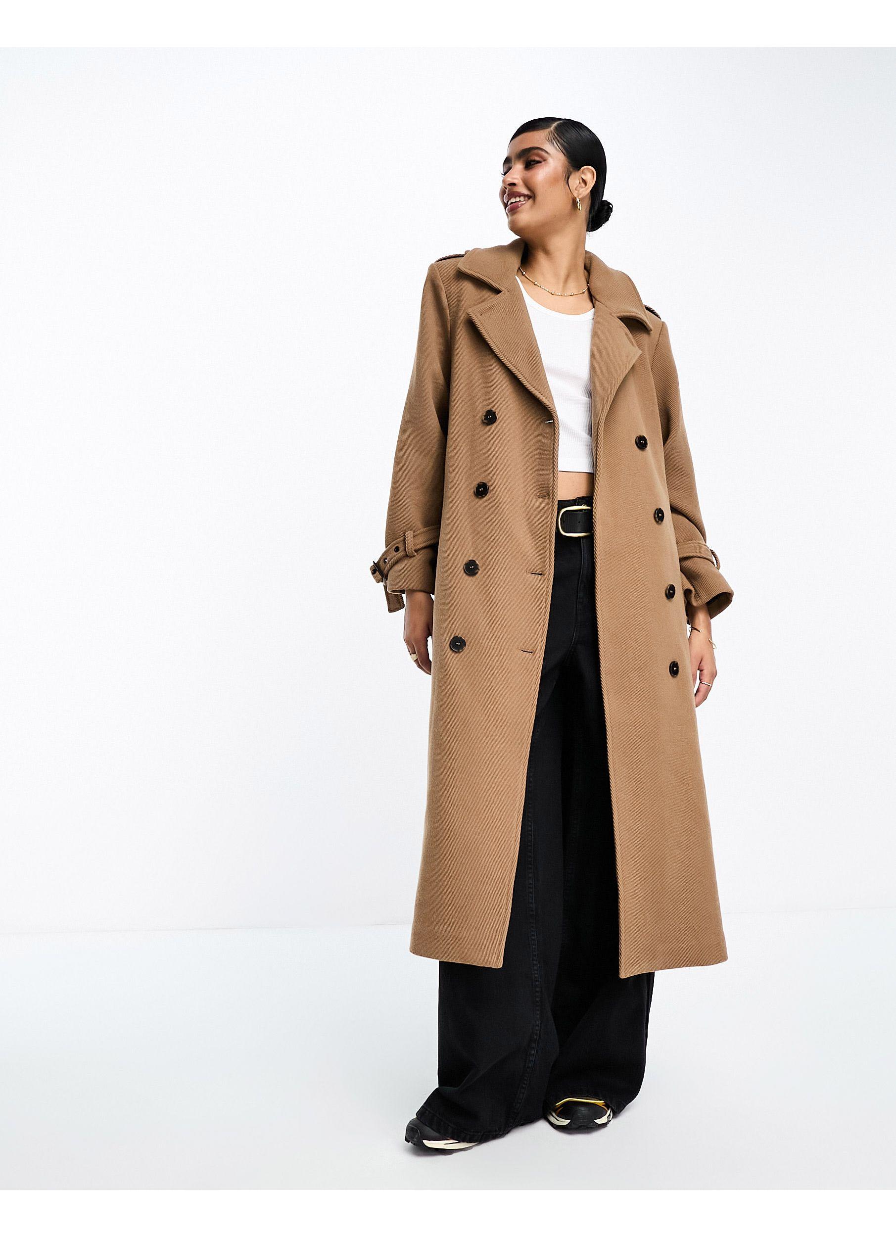SELECTED Femme Heavy Weight Wool Trench Coat in White | Lyst UK