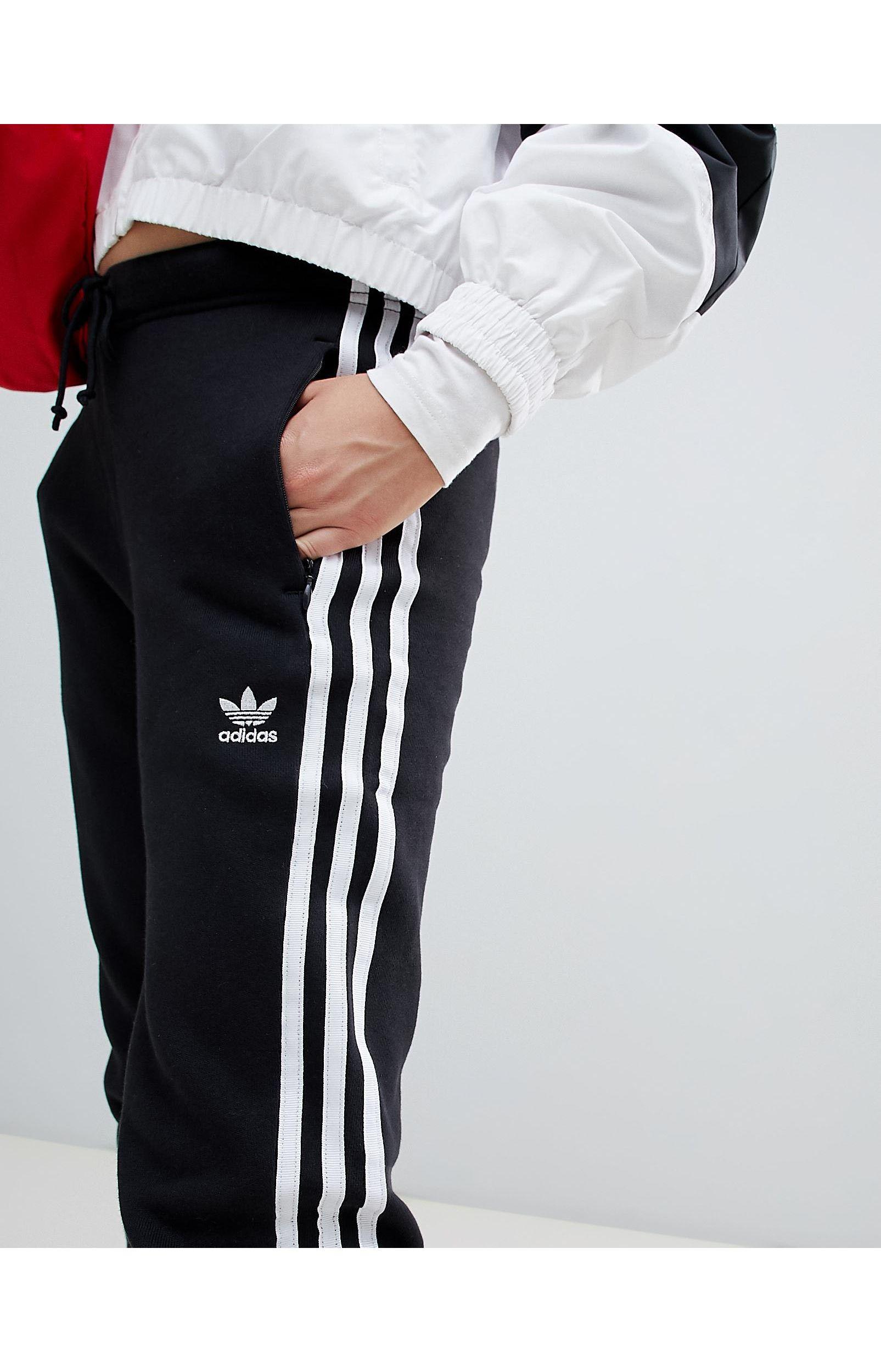 adidas originals three stripe cuffed sweat pants