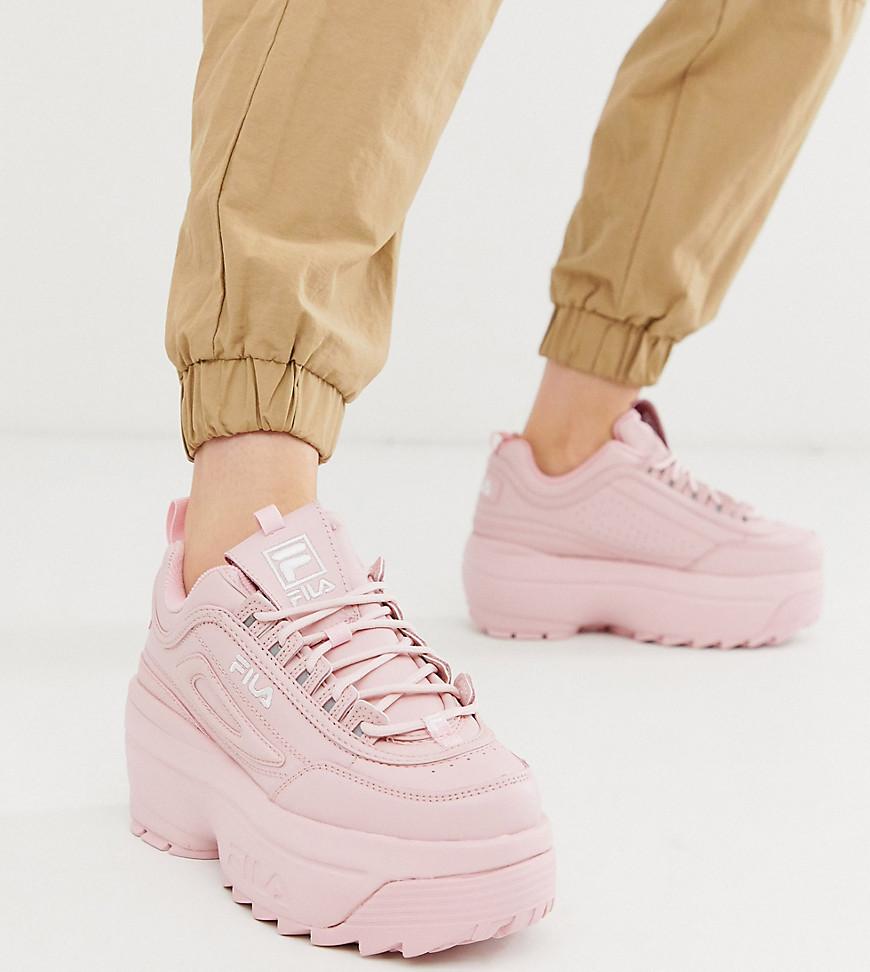 Fila Leather Disruptor Ii Platform Wedge Trainers in Pink - Lyst