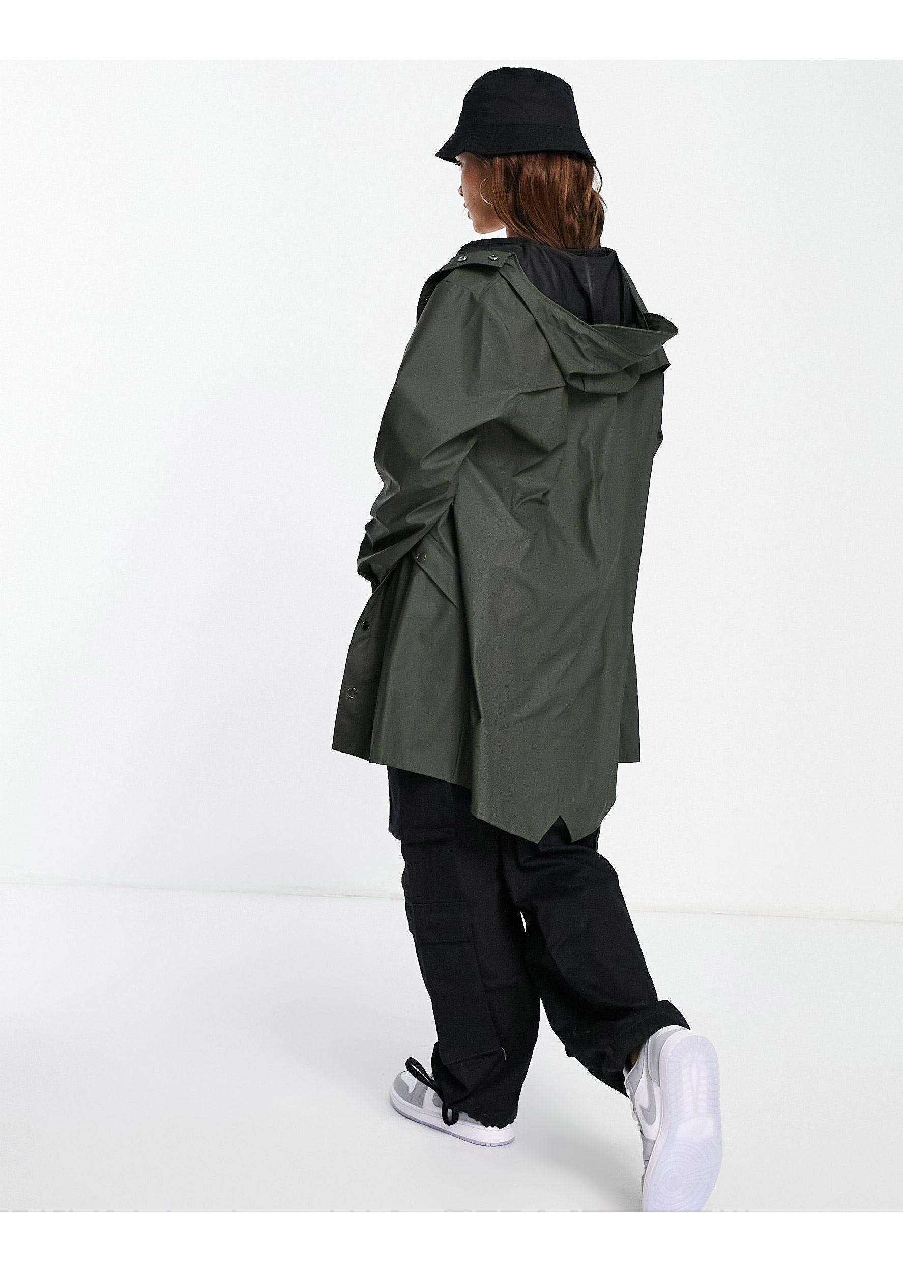 Rains Long Waterproof Jacket in Green | Lyst