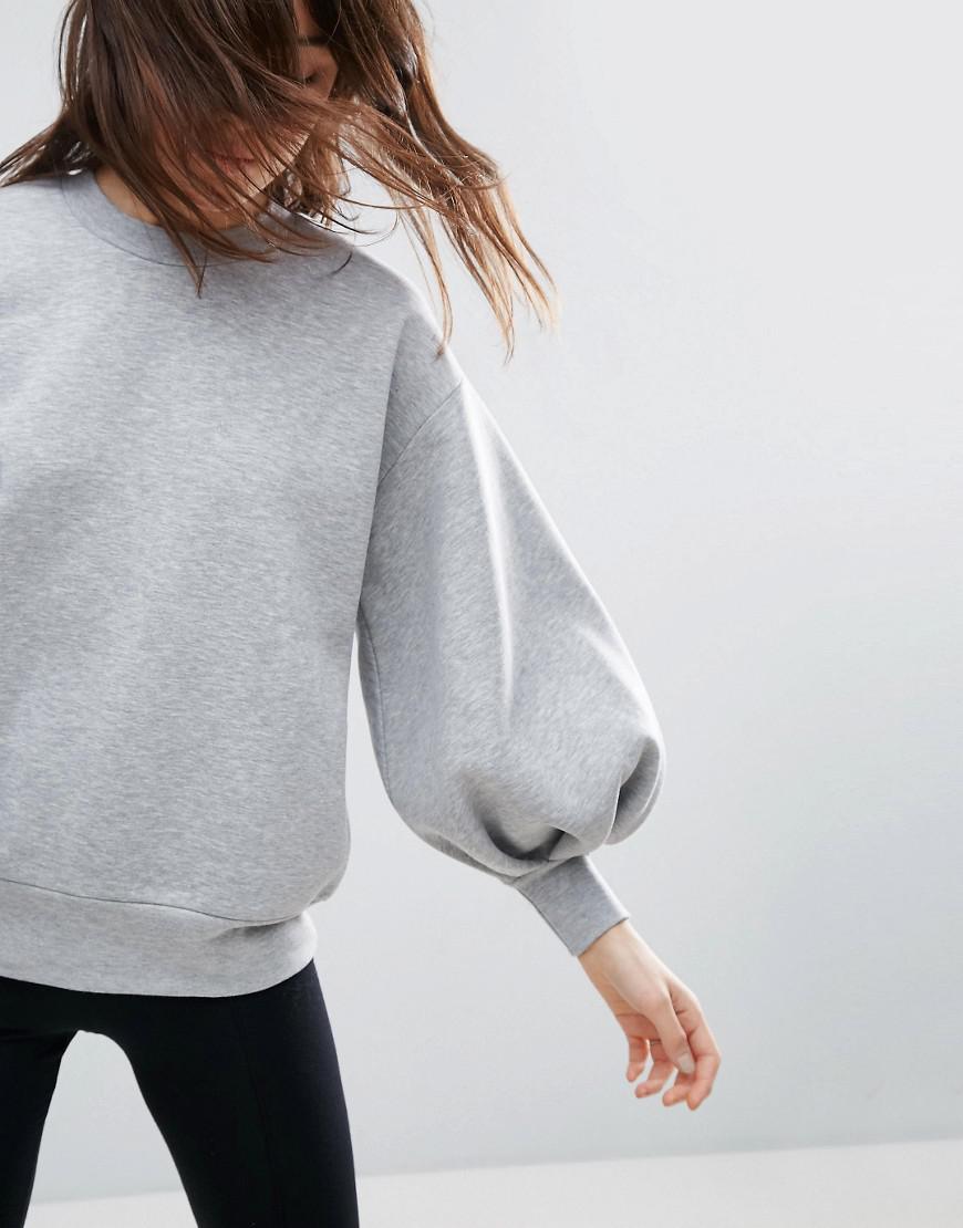 grey balloon sleeve sweater