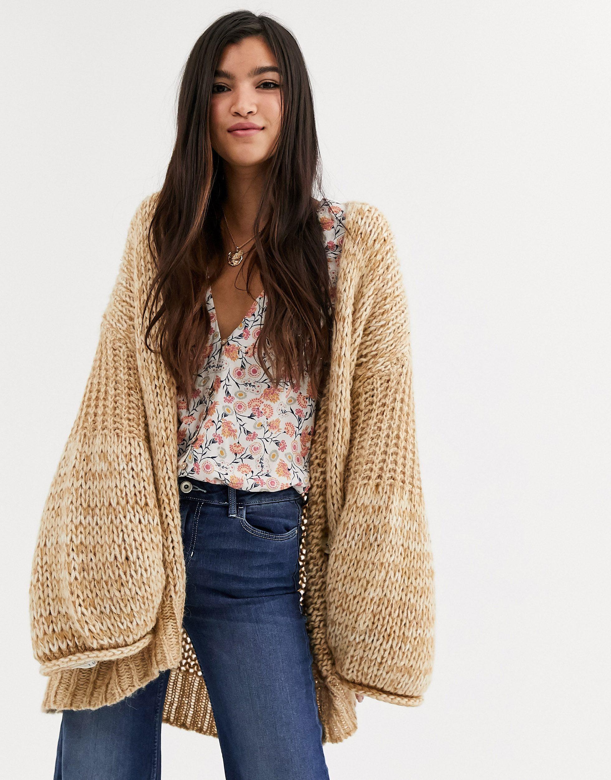 Free People Synthetic Home Town Volume Sleeve Cardigan-white in Natural |  Lyst