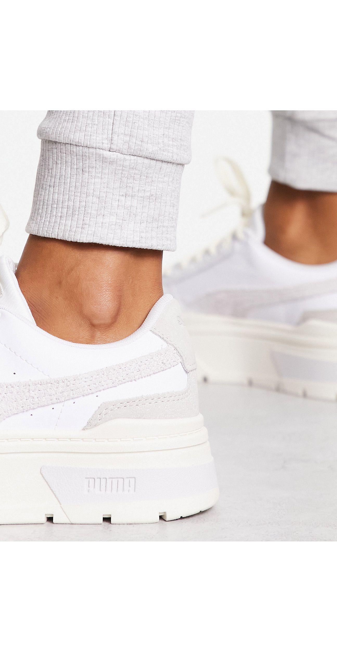 PUMA Mayze Stack Textured Neutral Trainers in White | Lyst