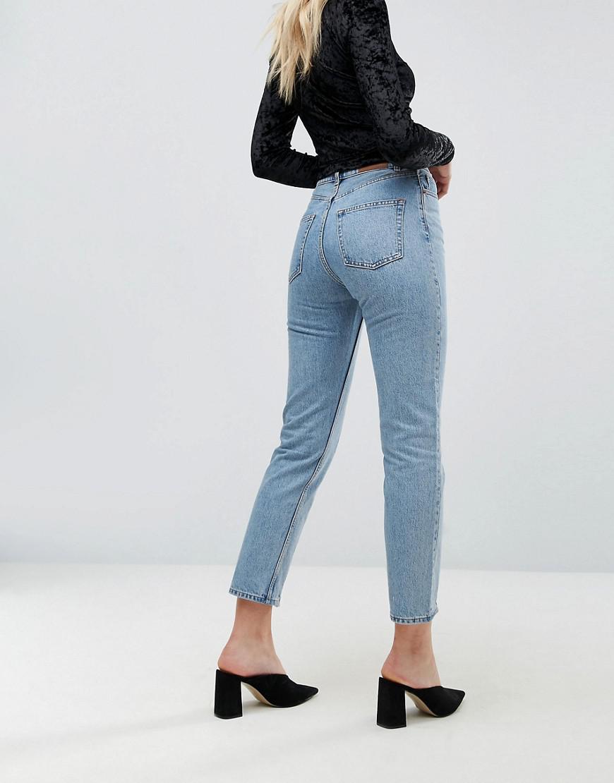 Monki Denim Zip Front Straight Leg Jeans in Blue | Lyst