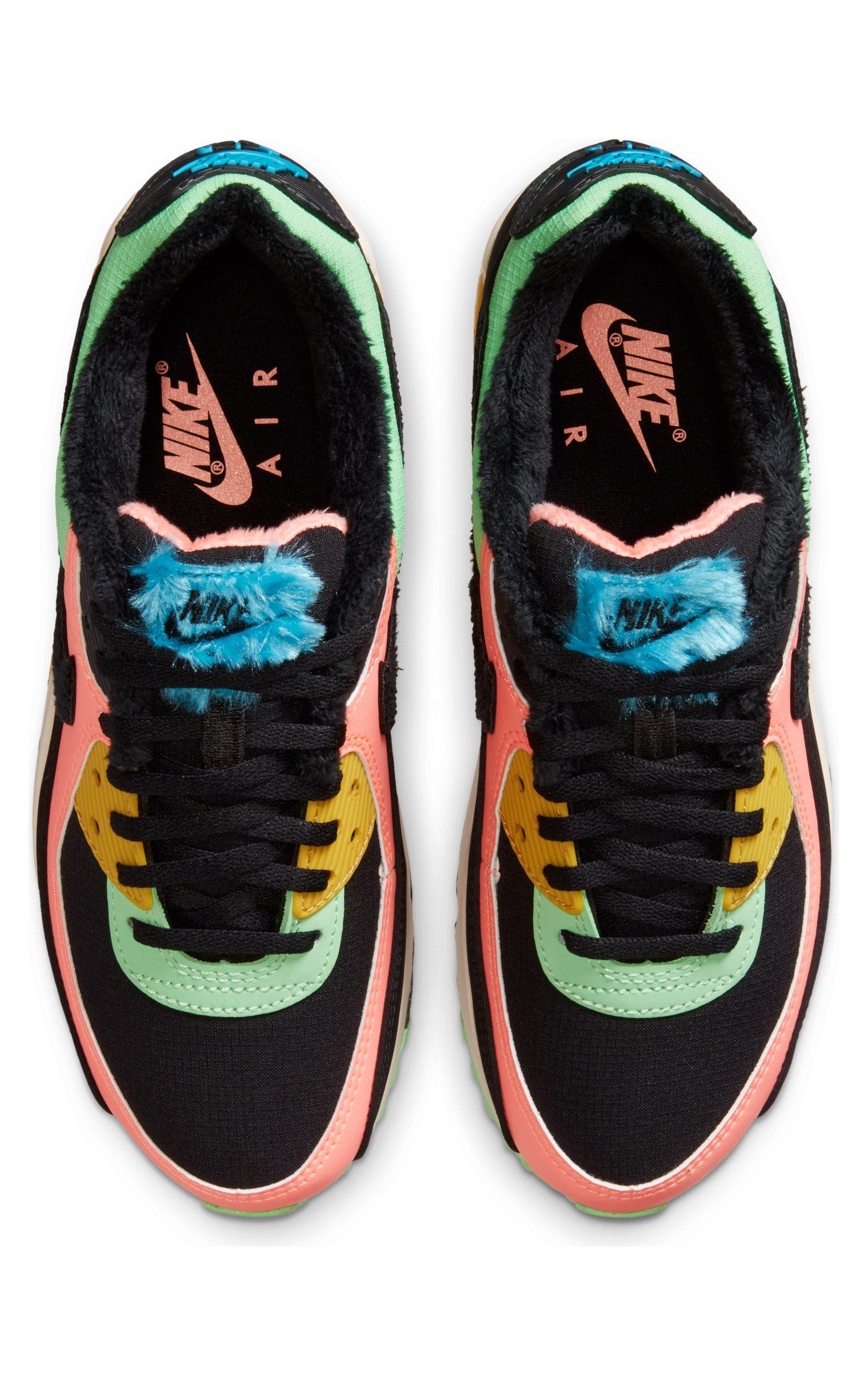 Air Max 90 Baskets avec fausse fourrure Noir et fluo Nike Lyst