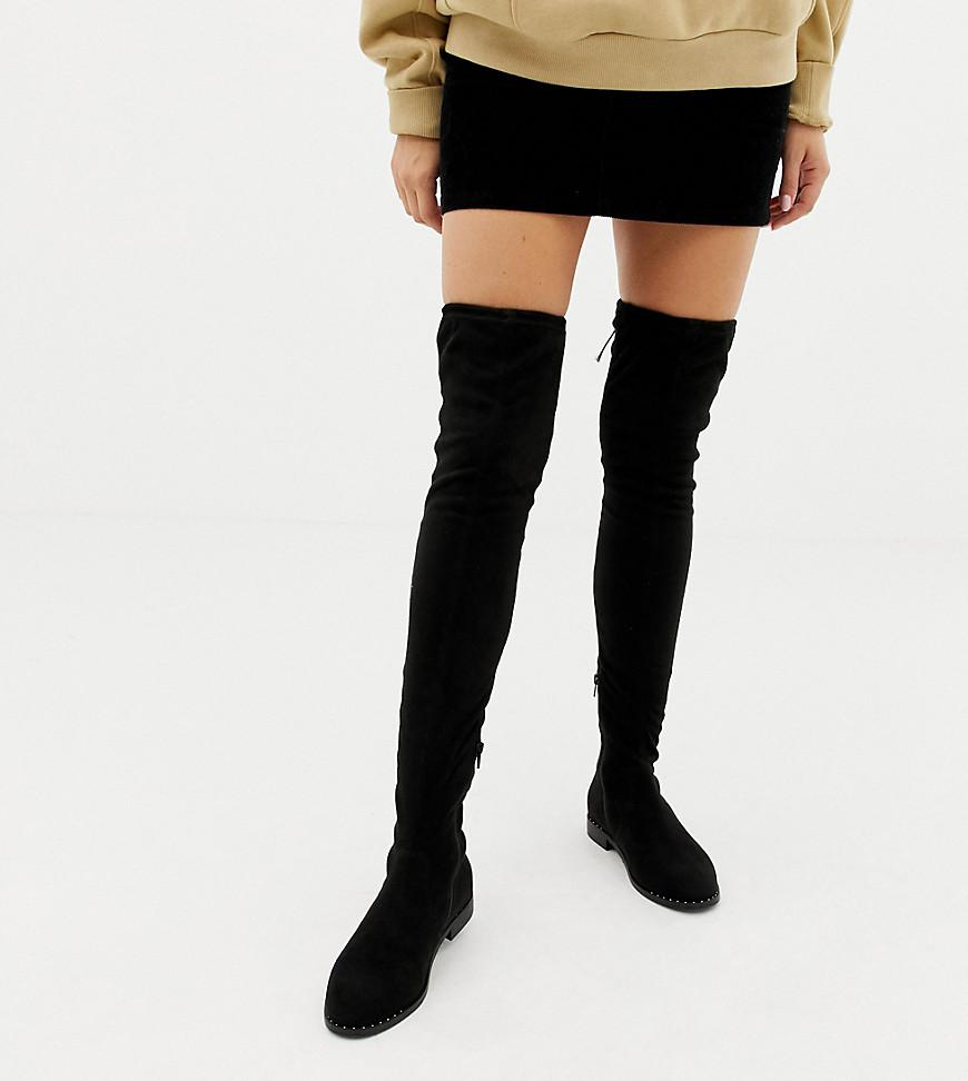 asos black thigh high boots