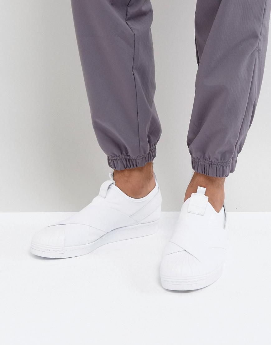 adidas Originals Leather Superstar Slip-on Sneakers In White ...