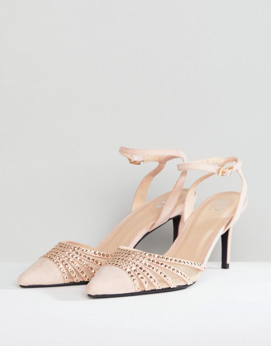 True Decadence Blush Embellished Pointed Mid Heeled Court Shoes in Pink -  Lyst